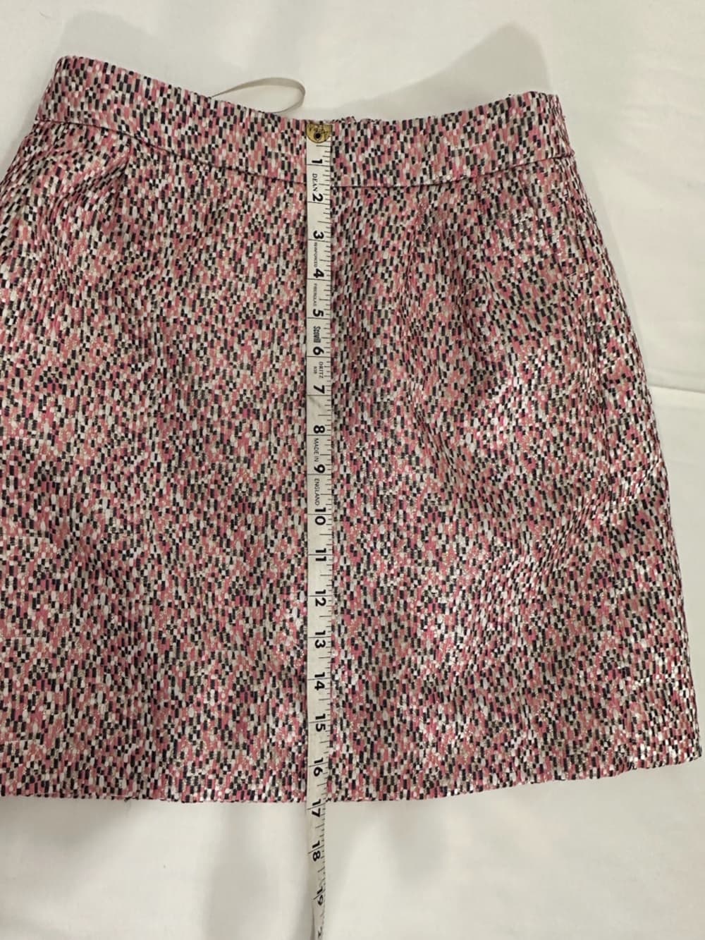 J.Crew Factory Metallic Tweed Mini Skirt Gold Textured Lined Preppy Size 00 - Thumbnail 8