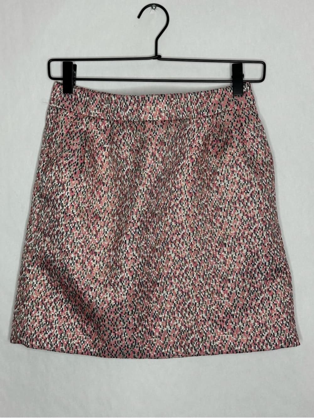 J.Crew Factory Metallic Tweed Mini Skirt Gold Textured Lined Preppy Size 00