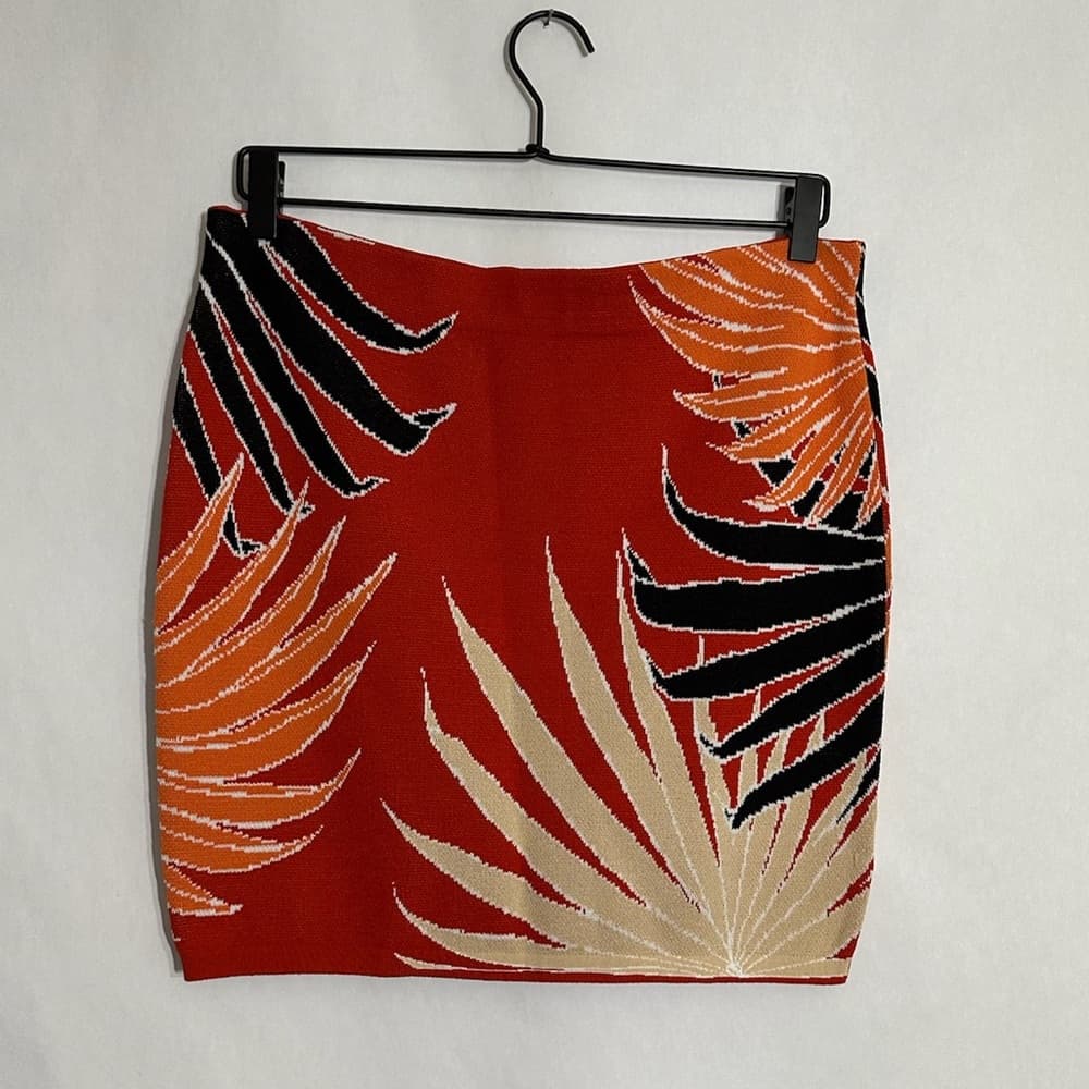 RACHEL Rachel Roy Knit Skirt Tropical Palm Print Size Large Boho Vacation - Thumbnail 6