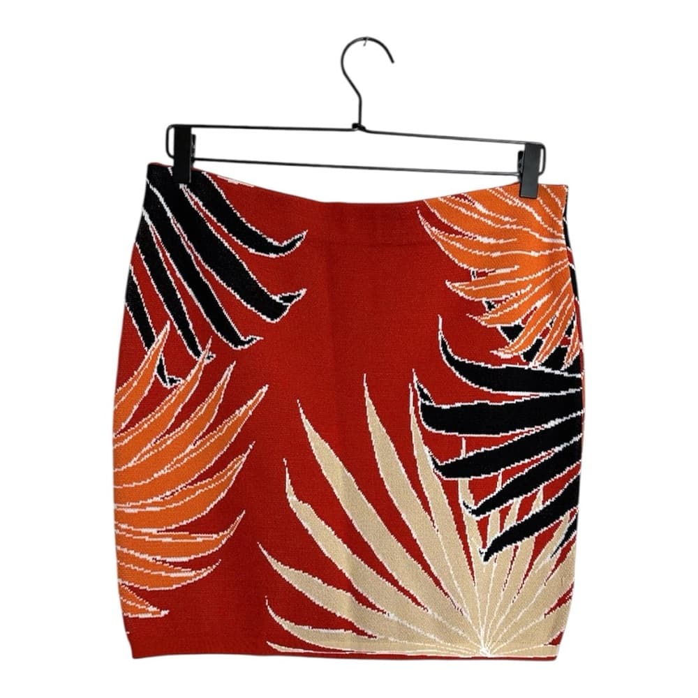 RACHEL Rachel Roy Knit Skirt Tropical Palm Print Size Large Boho Vacation - Thumbnail 3