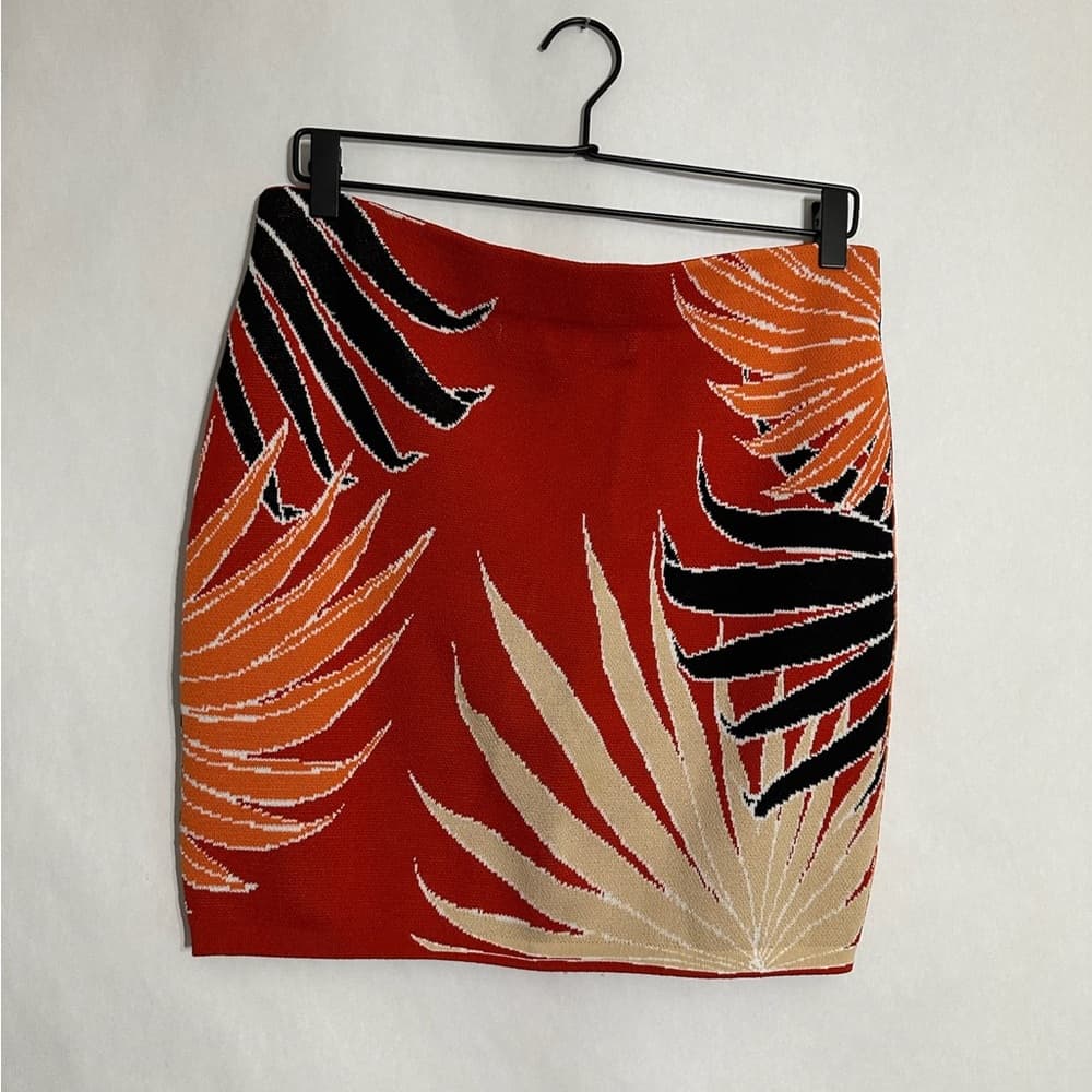 RACHEL Rachel Roy Knit Skirt Tropical Palm Print Size Large Boho Vacation - Thumbnail 8