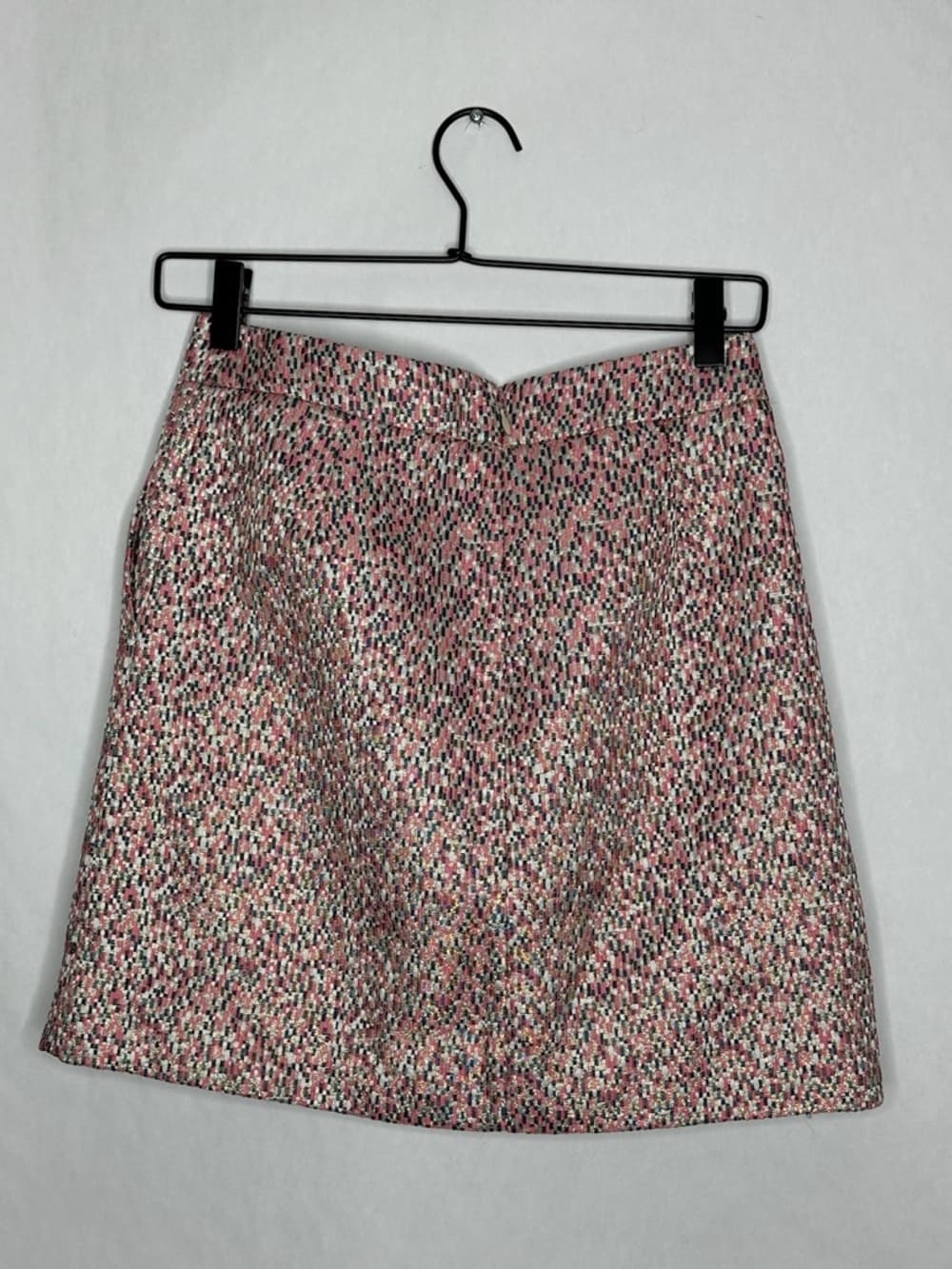 J.Crew Factory Metallic Tweed Mini Skirt Gold Textured Lined Preppy Size 00 - Thumbnail 2