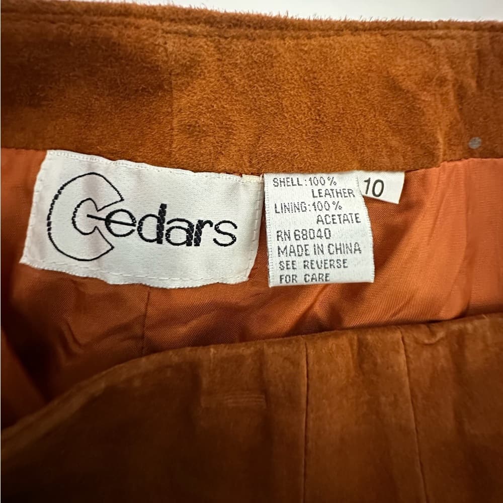 NWT Cedars Saks Fifth Avenue Suede Button Skirt Vintage Size 10 Cognac Brown - Thumbnail 5