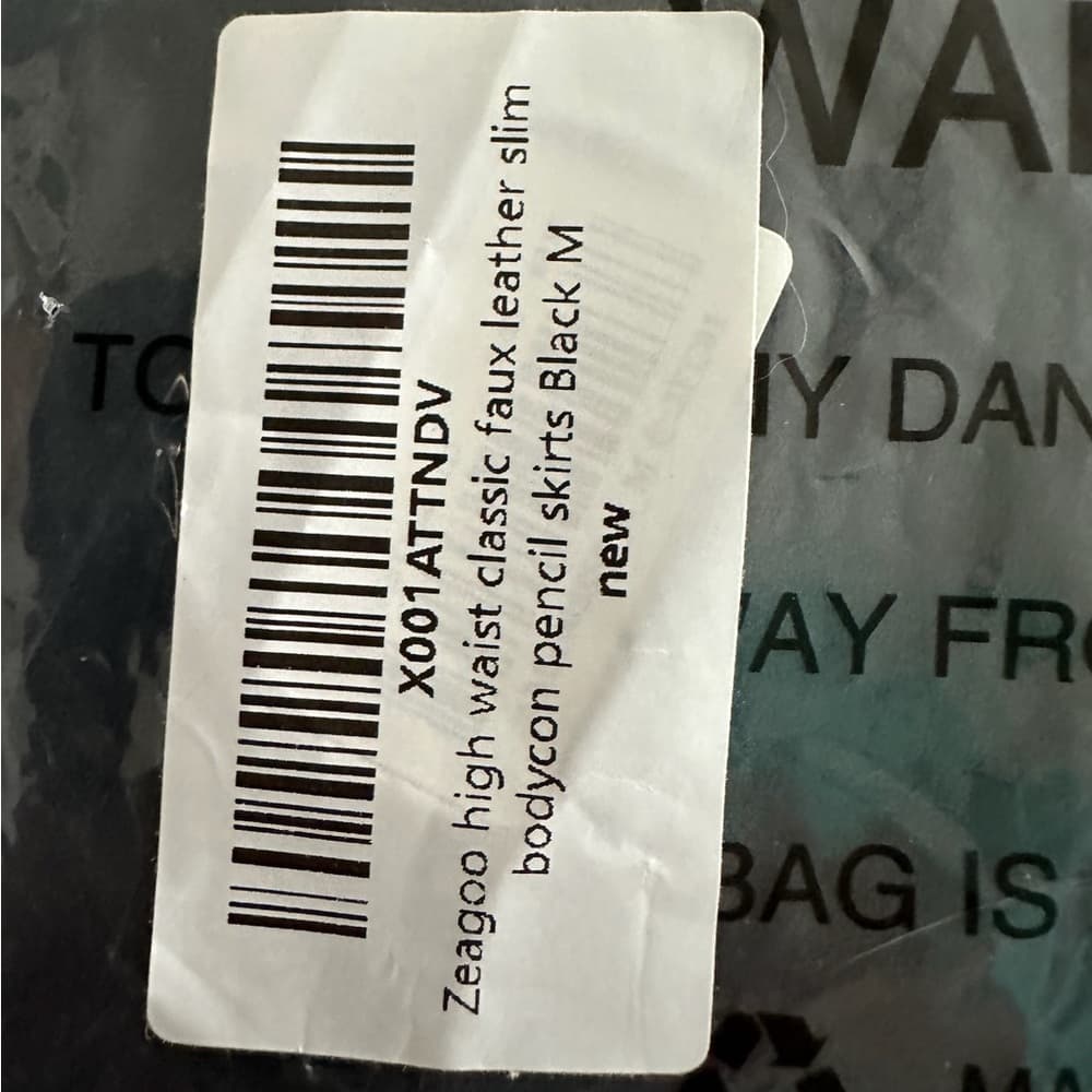 NWT Zeagoo Faux Leather High Waist Classic Slim Bodycon Black Mini Skirt Medium - Thumbnail 4