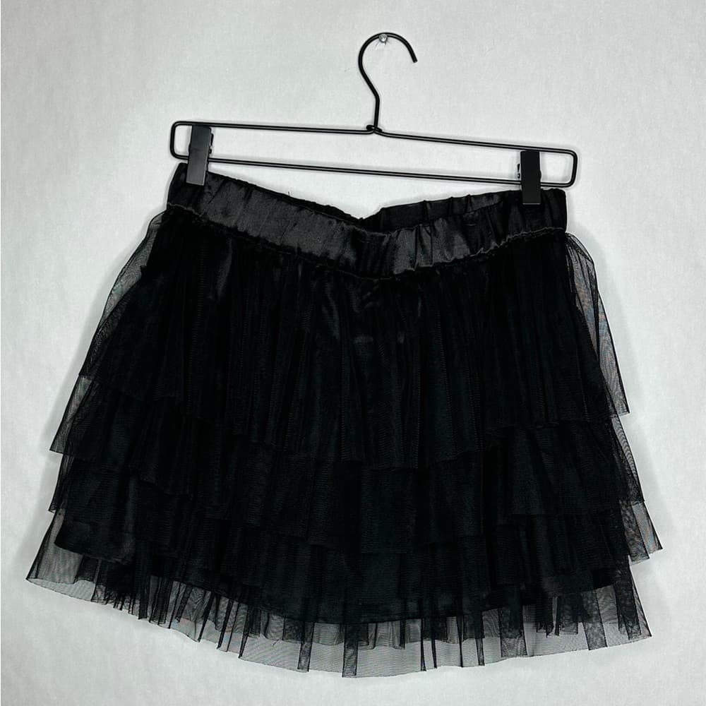 Forever 21 Black Tiered Tulle Mini Skirt Elastic Waist Size Medium Y2K NWOT - Thumbnail 6