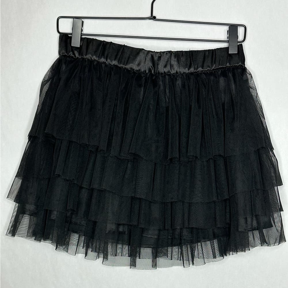 Forever 21 Black Tiered Tulle Mini Skirt Elastic Waist Size Medium Y2K NWOT