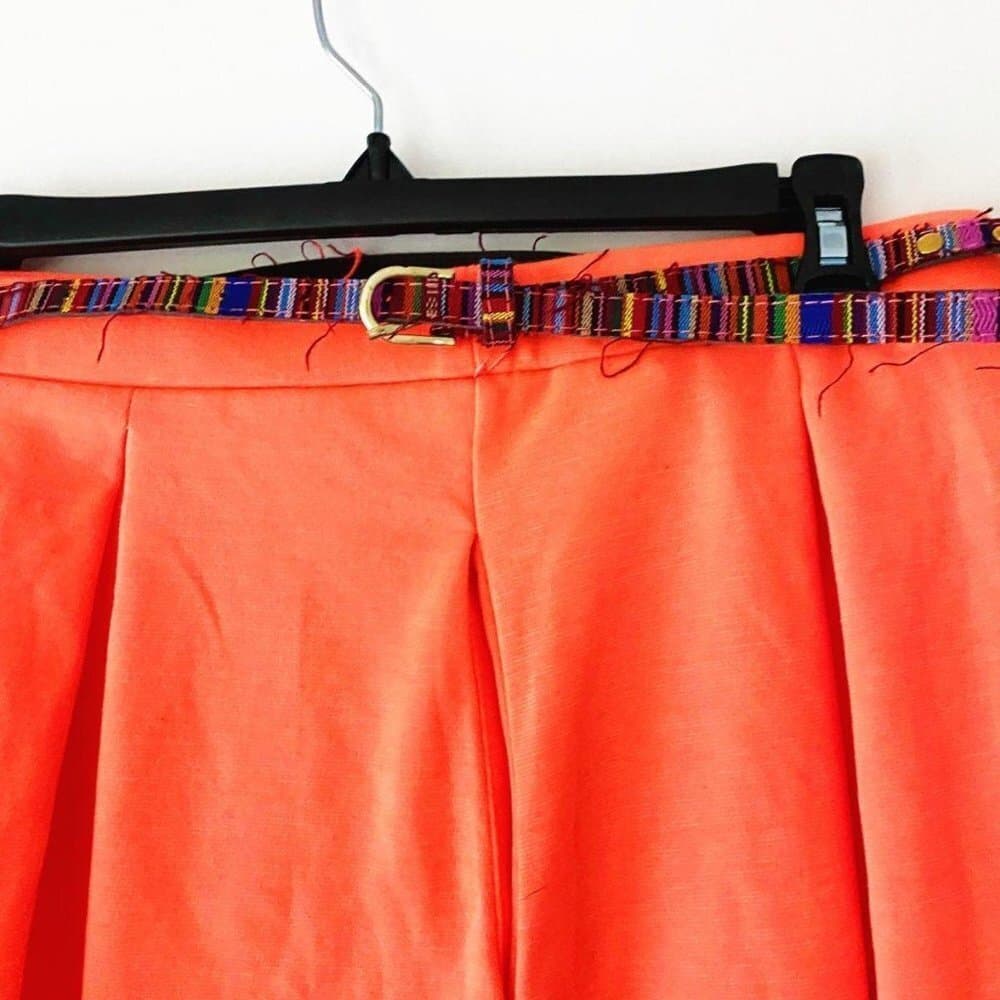 NWT Love Fire Orange Skater Mini Skirt Multicolored Belt Y2K Size Large Juniors - Thumbnail 2