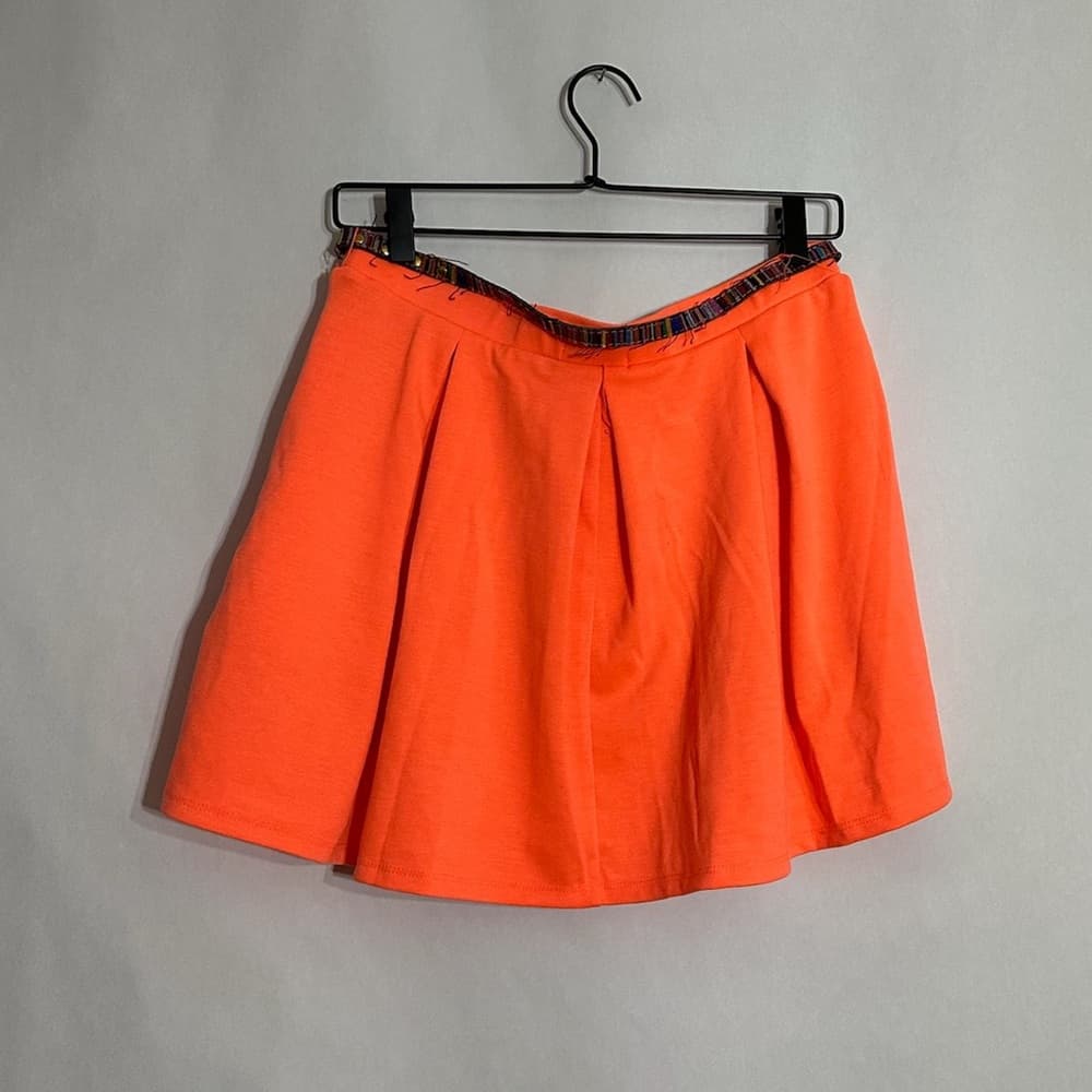 NWT Love Fire Orange Skater Mini Skirt Multicolored Belt Y2K Size Large Juniors - Thumbnail 6