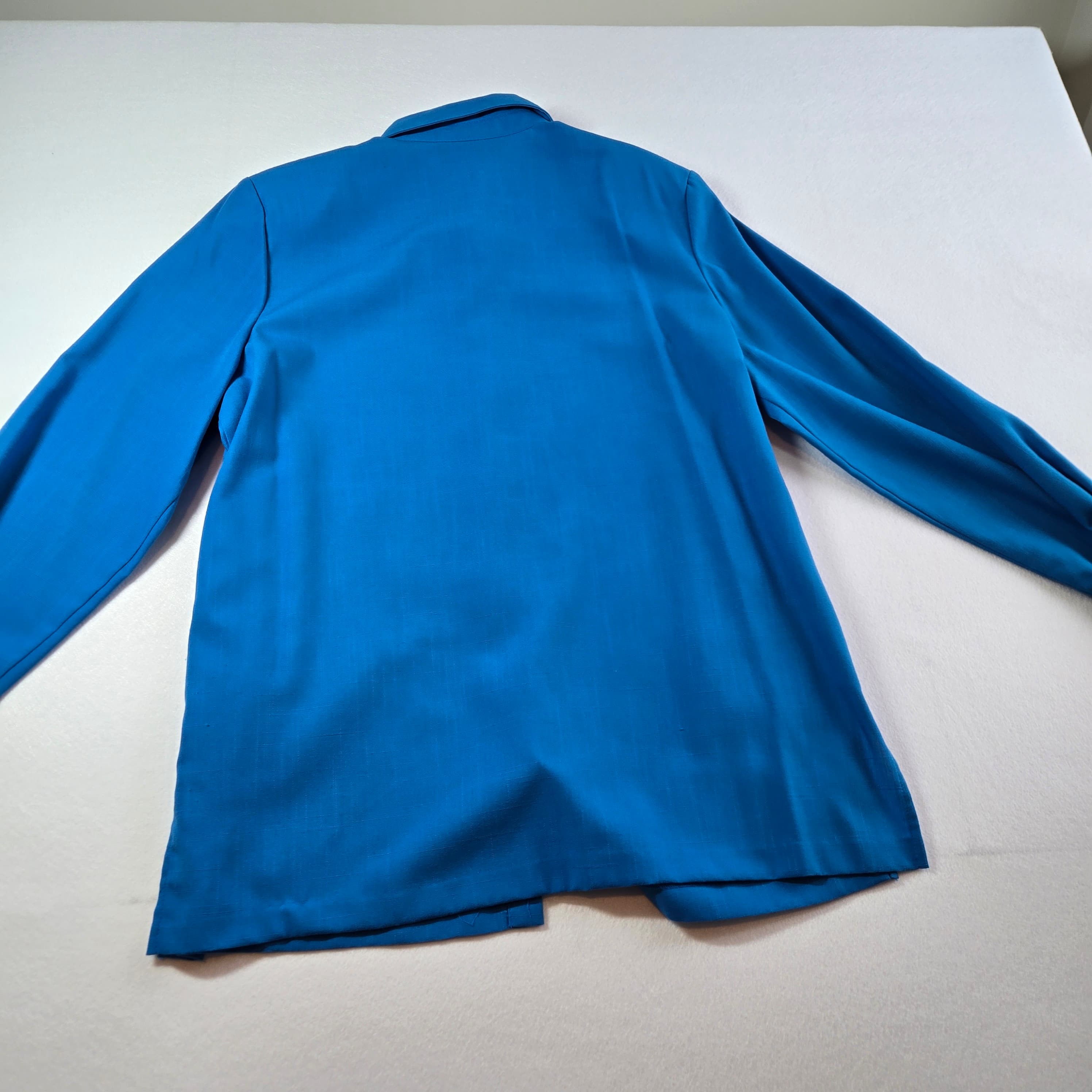 Blue Button-Up Long Sleeve Shirt with Pockets - Thumbnail 2