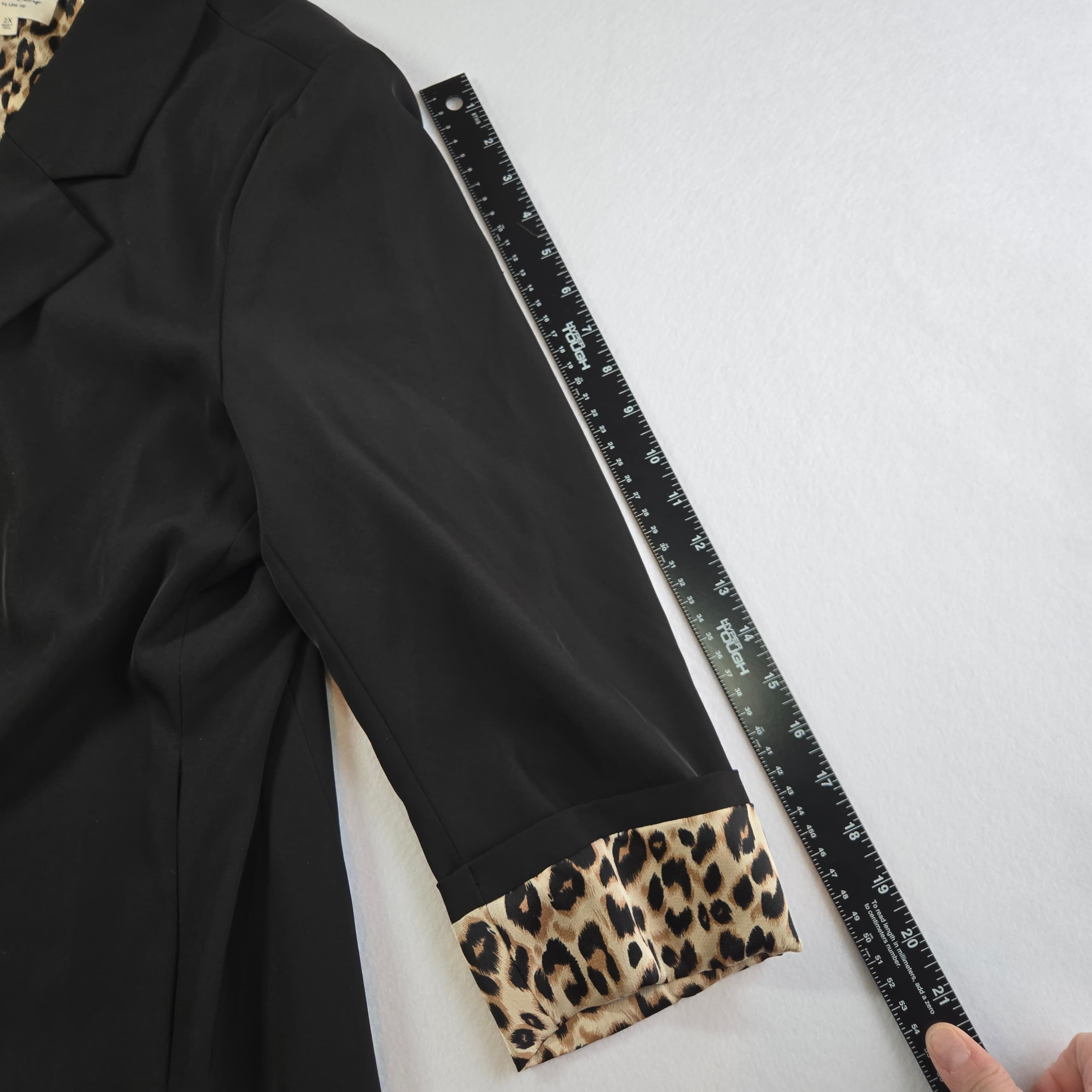 Black Blazer with Leopard Print Lining Size 2X - Thumbnail 5