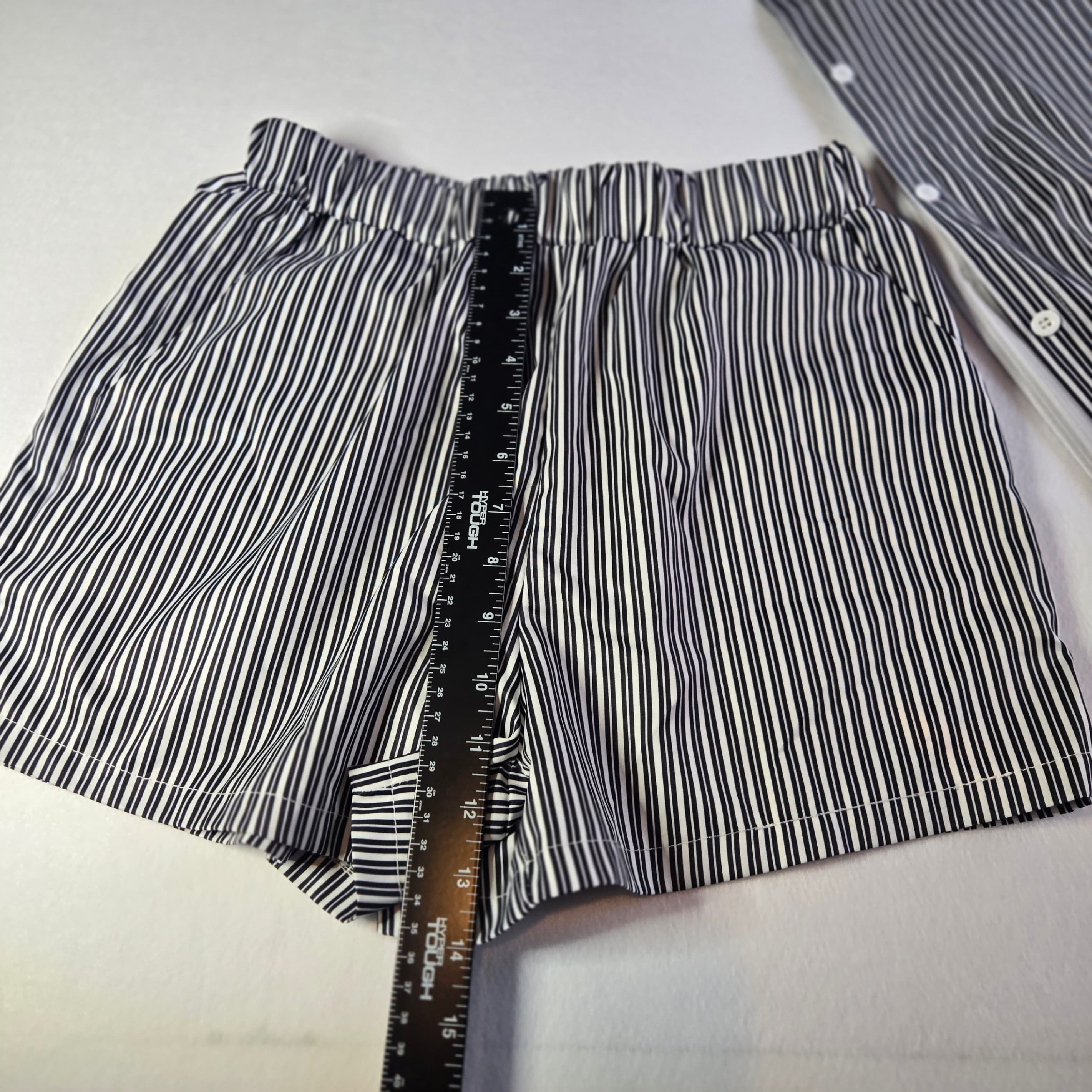 Striped Button-Up Shirt and Shorts Set - Thumbnail 4