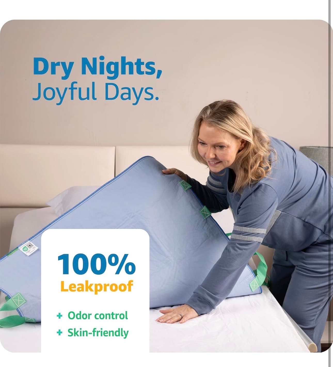 Improvia Positioning Bed Pad, with 8 Reinforced Handles, Quick-Drying, Washable, Waterproof, for Lifting, Turning, Transfering, Elderly and Incontinence Patients (Green, 34" x 52" - Pack of 1) - Thumbnail 6