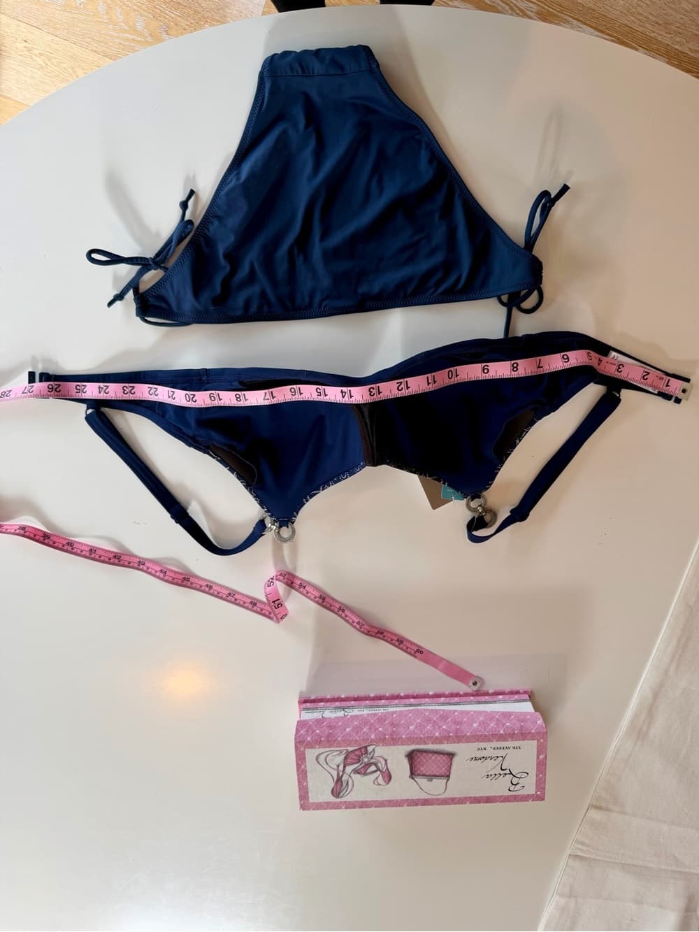 Navy Patterned Underwire Bra - - Thumbnail 4
