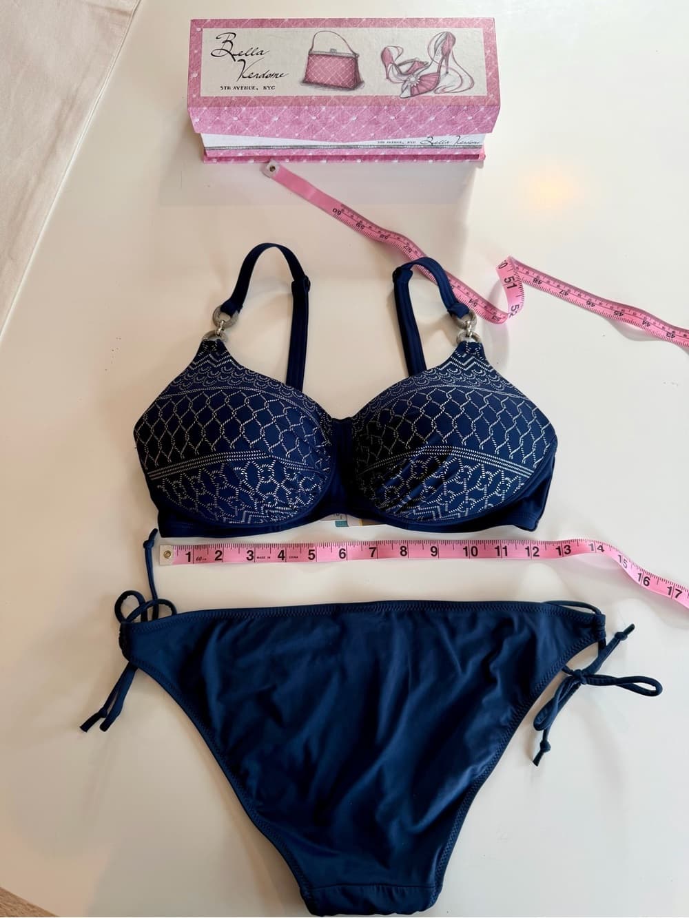 Navy Patterned Underwire Bra -