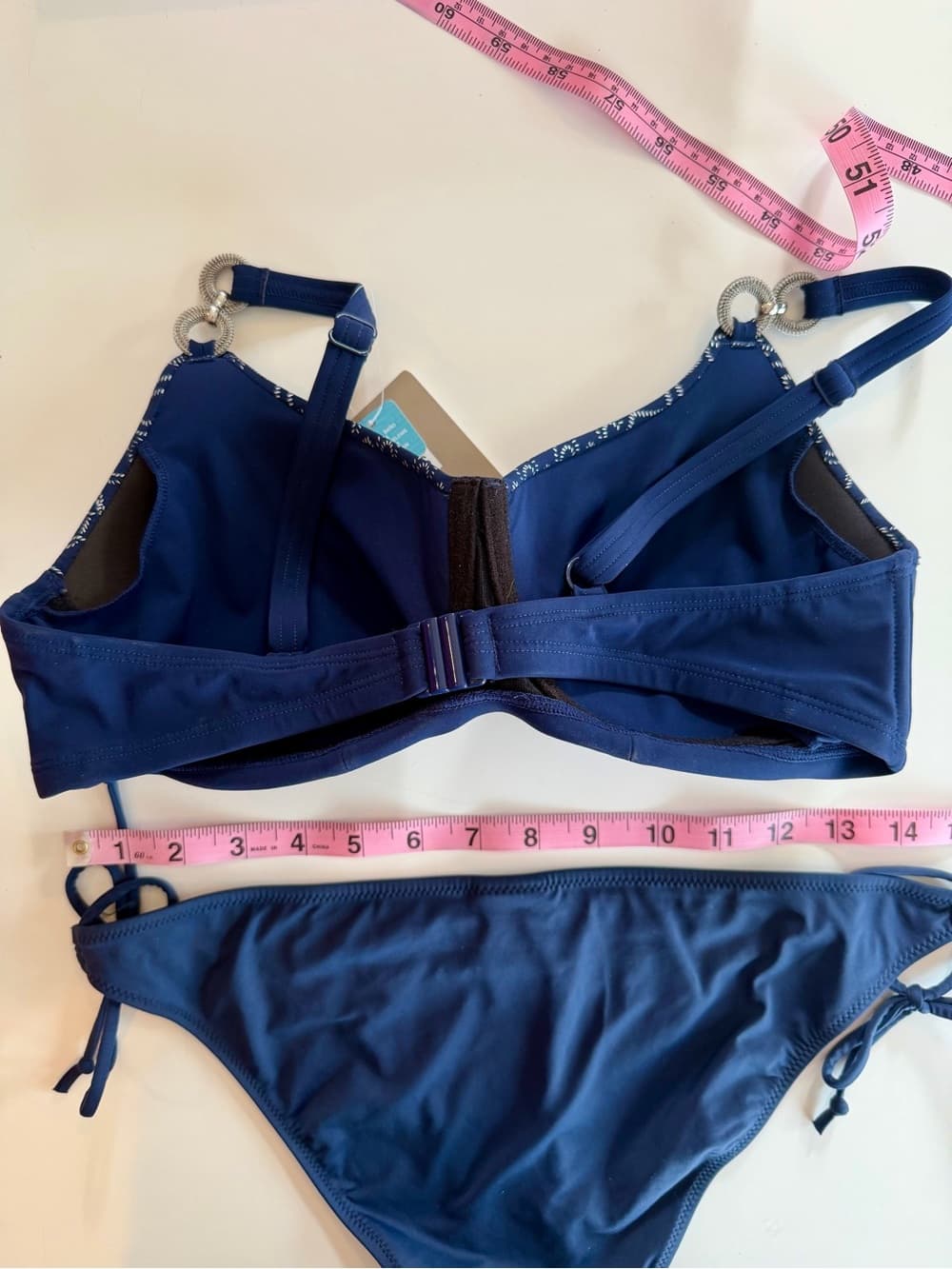 Navy Patterned Underwire Bra - - Thumbnail 2