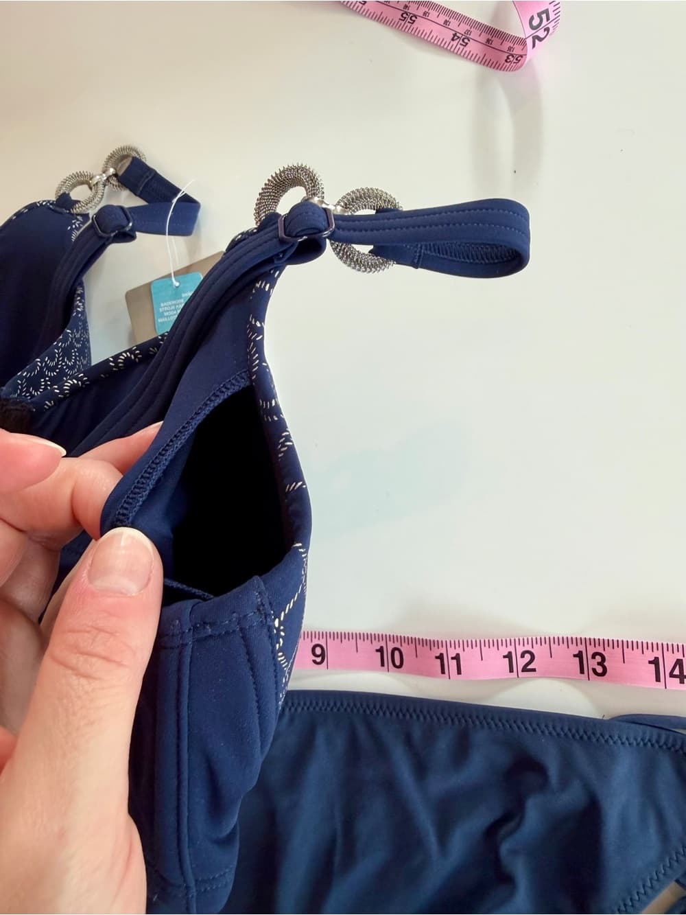 Navy Patterned Underwire Bra - - Thumbnail 3