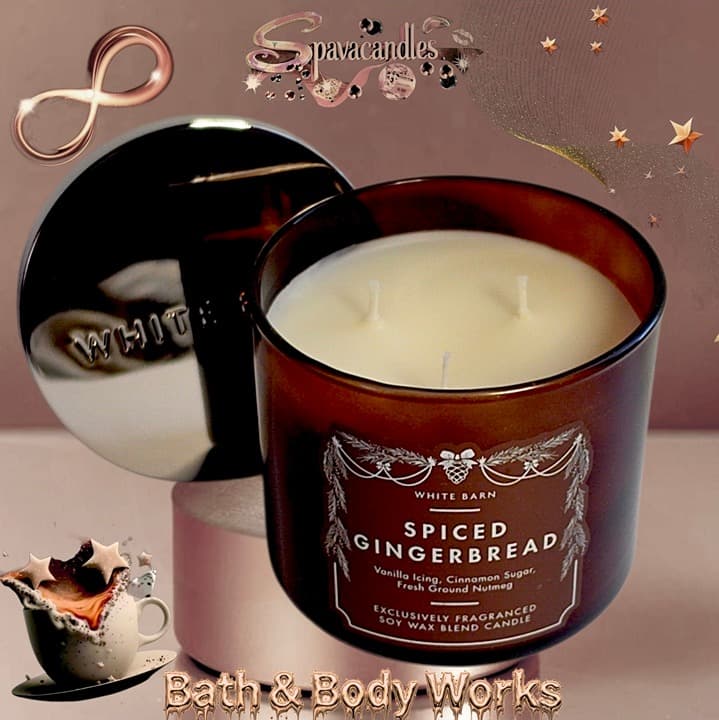 Bath & Body Works 3Wick Candle Spiced Gingerbread US SELLER - Thumbnail 4