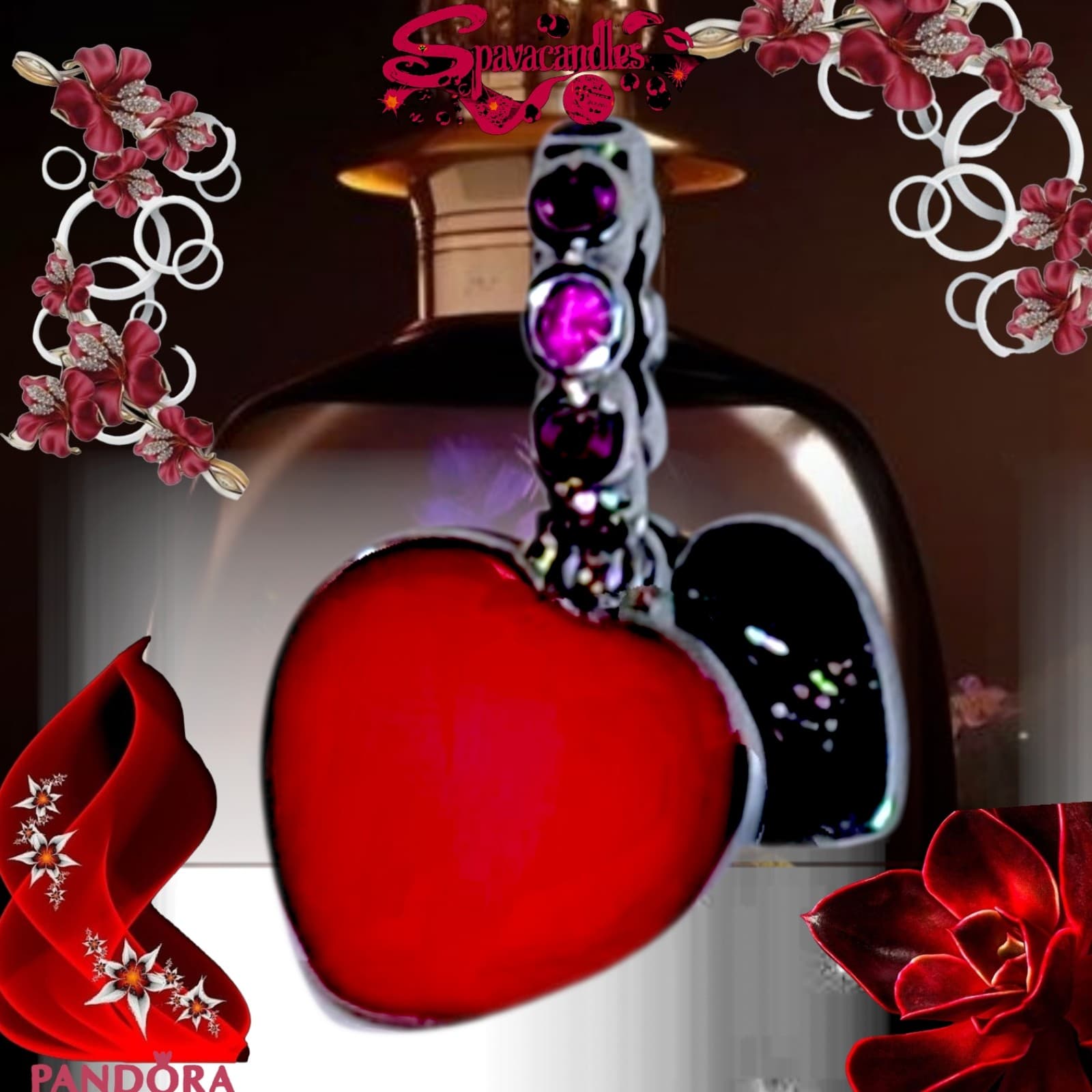 Pandora Red Murano Glass Heart Double Dangle Charm soul mate charm - Thumbnail 4