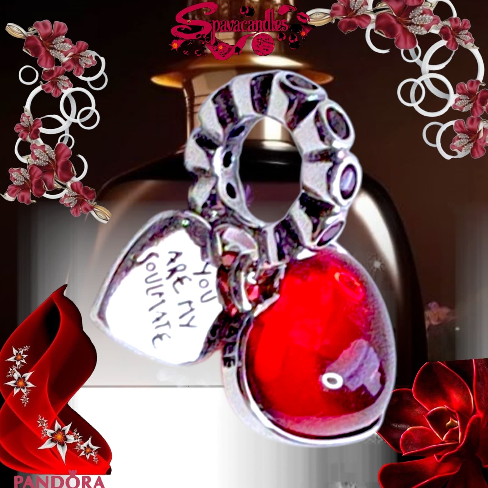 Pandora Red Murano Glass Heart Double Dangle Charm soul mate charm - Thumbnail 8