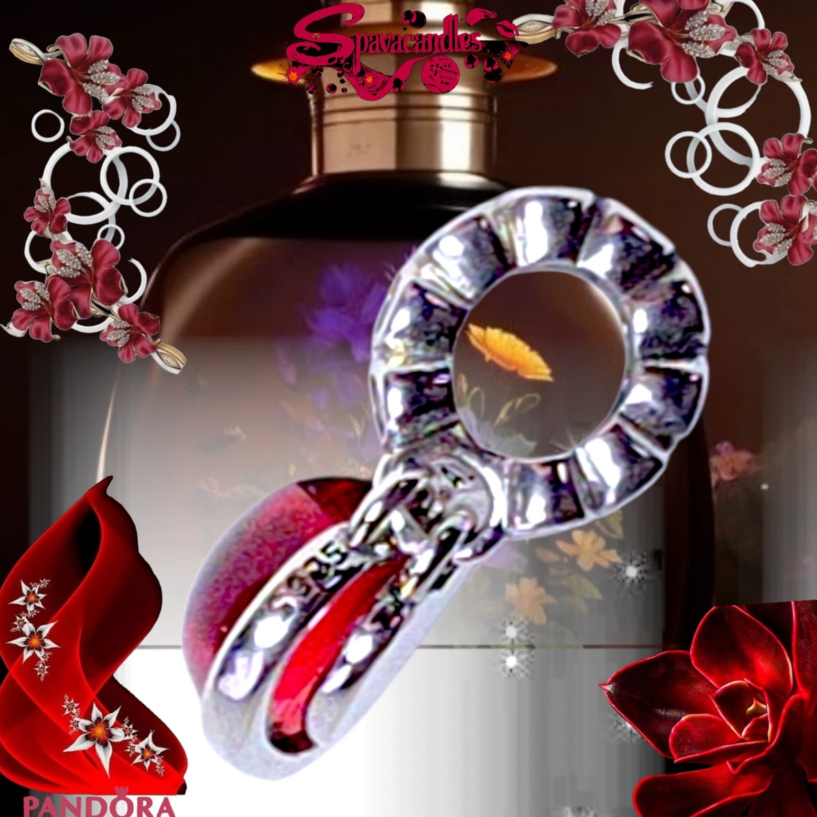 Pandora Red Murano Glass Heart Double Dangle Charm soul mate charm - Thumbnail 9