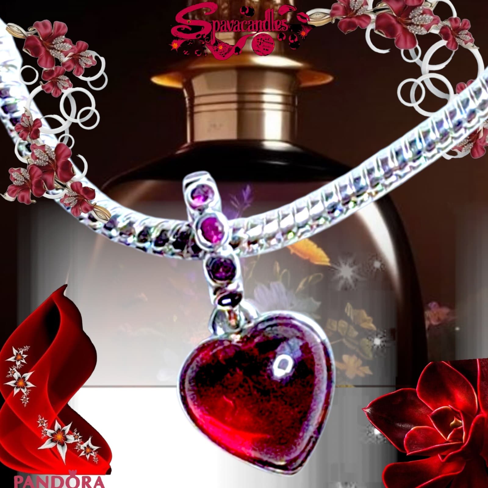 Pandora Red Murano Glass Heart Double Dangle Charm soul mate charm - Thumbnail 11