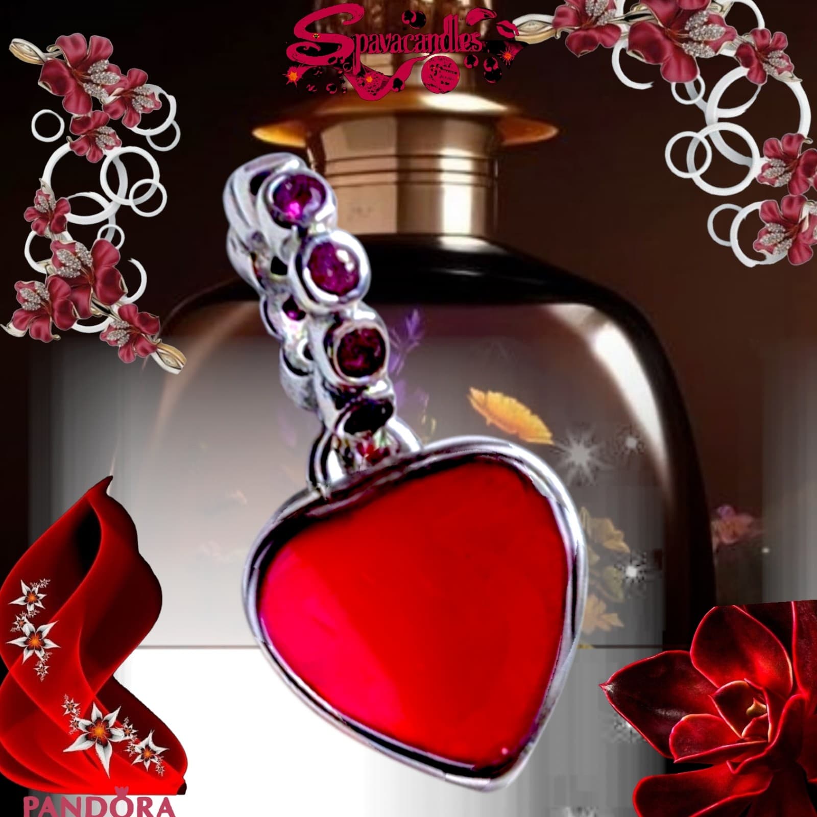 Pandora Red Murano Glass Heart Double Dangle Charm soul mate charm - Thumbnail 5
