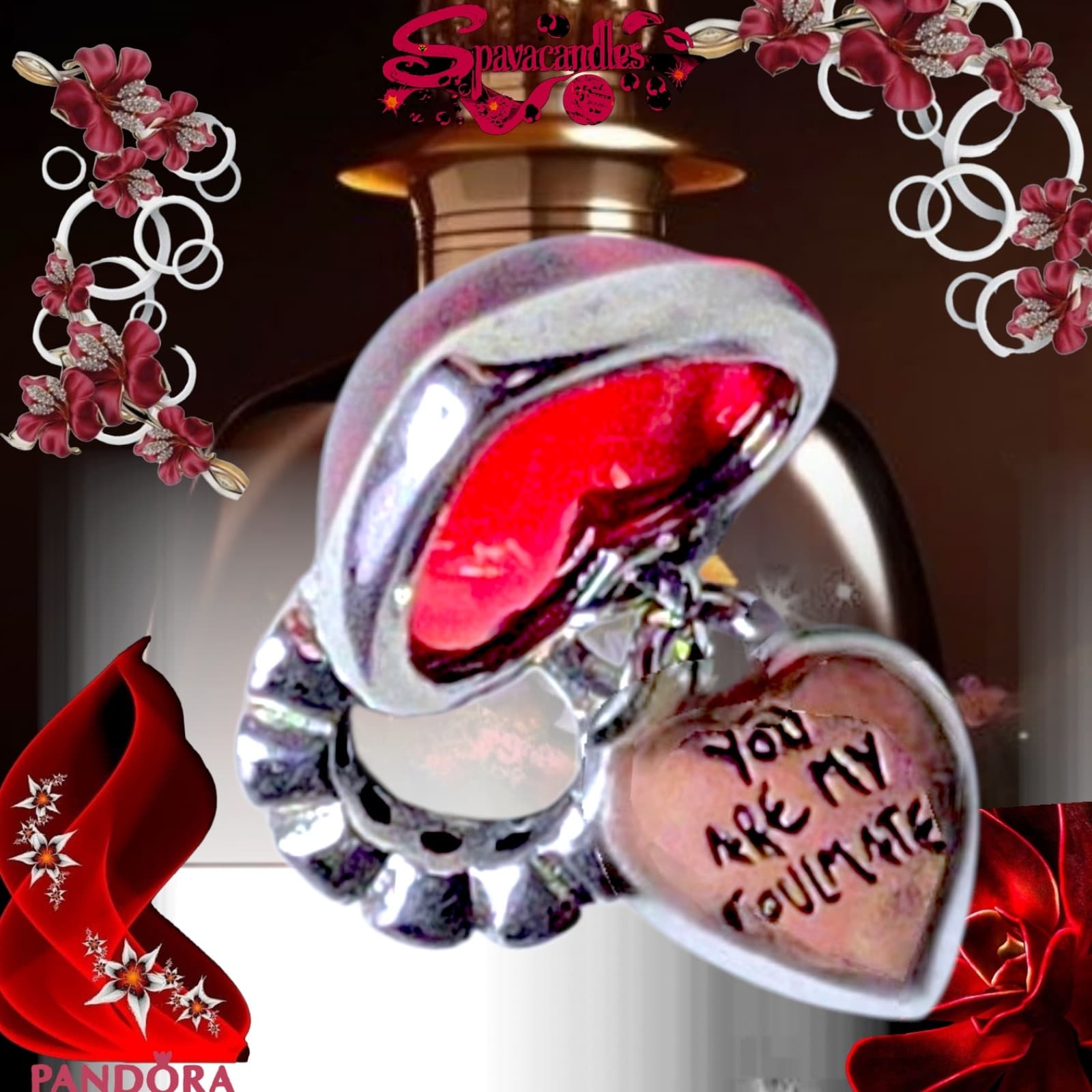 Pandora Red Murano Glass Heart Double Dangle Charm soul mate charm - Thumbnail 6