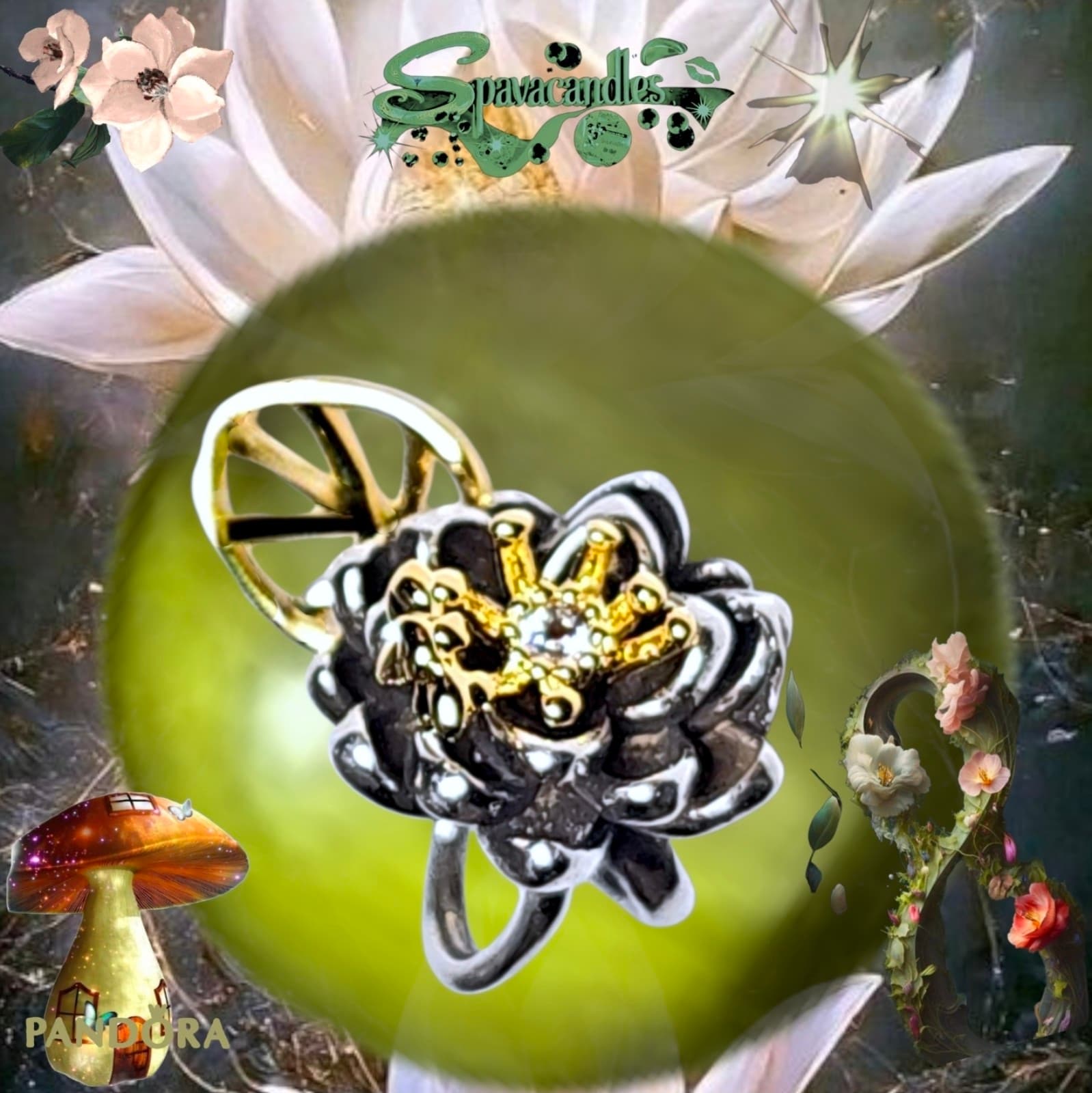 Pandora x Disney Princess Tiana Lotus Flower charm 14k gold plated - Thumbnail 4