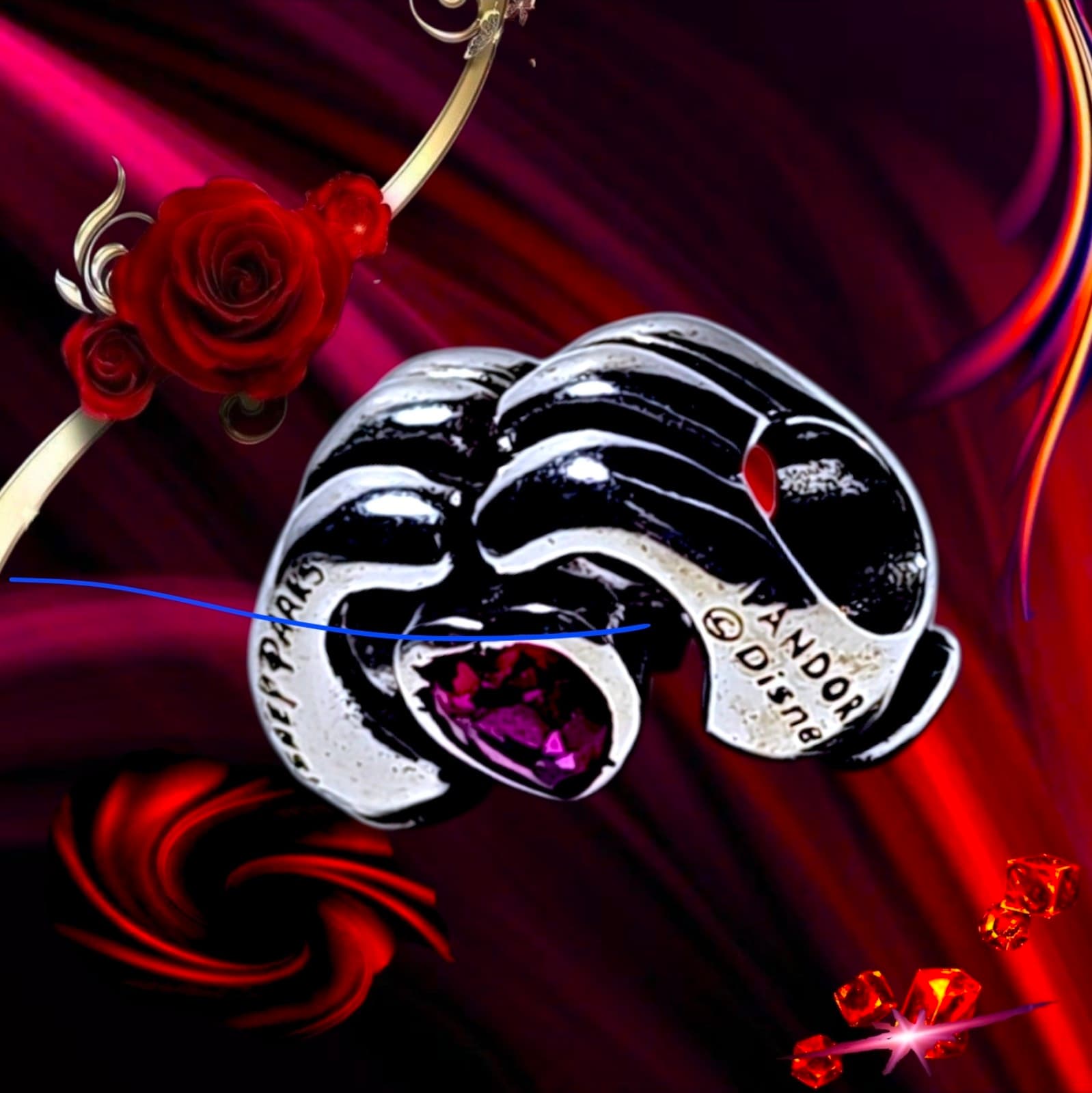 Pandora Disney Parks Mickey Heart Hands silver charm US SELLER - Thumbnail 9
