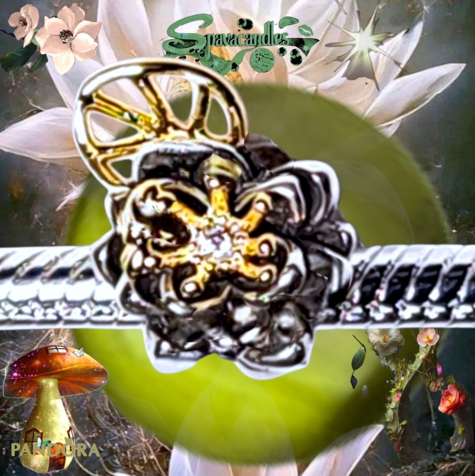Pandora x Disney Princess Tiana Lotus Flower charm 14k gold plated - Thumbnail 3