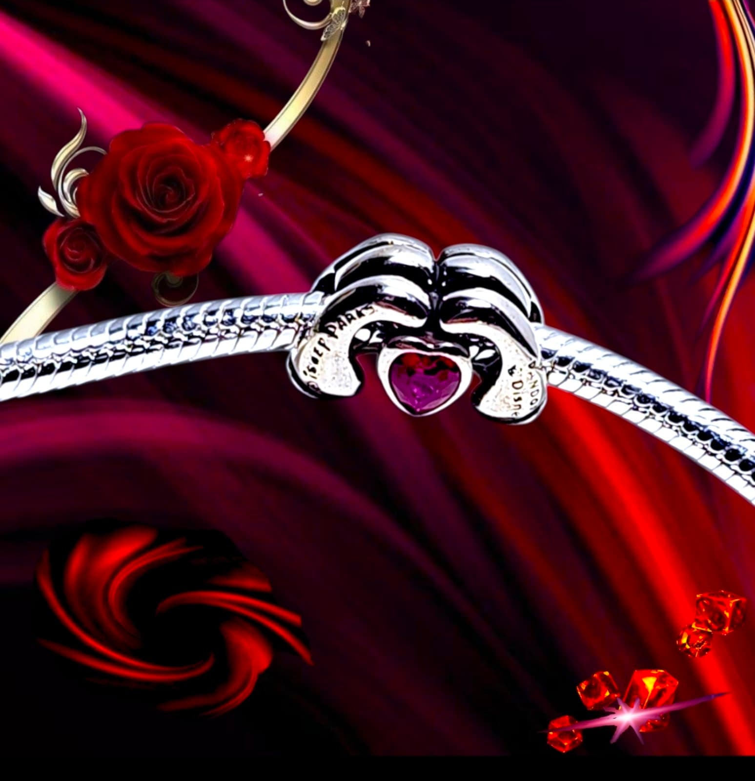 Pandora Disney Parks Mickey Heart Hands silver charm US SELLER - Thumbnail 3