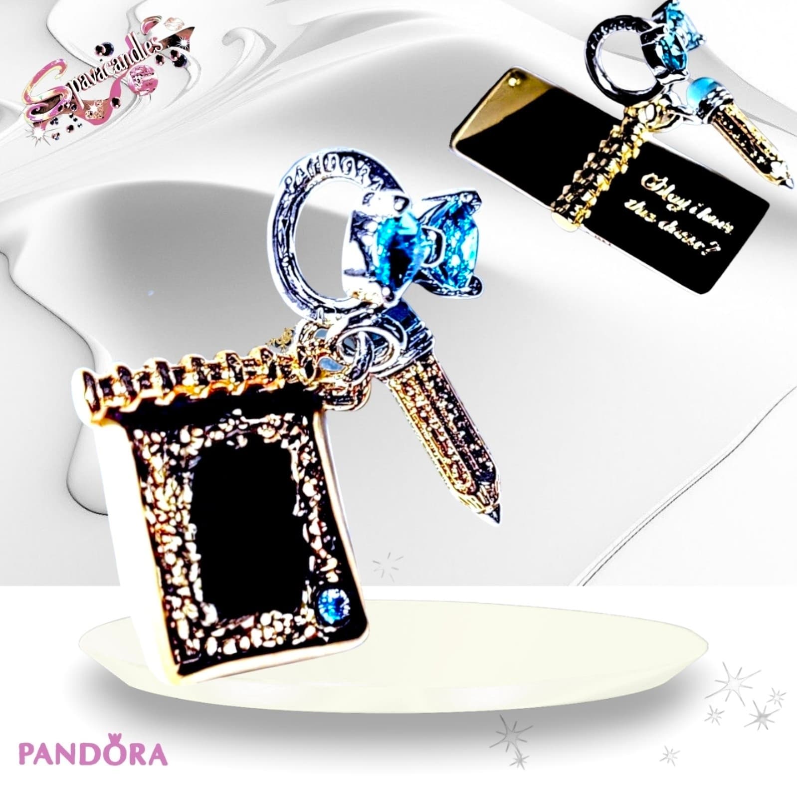 Pandora's Bridgerton collection Dance Card & Pencil Dangle Charm US SELLER - Thumbnail 2