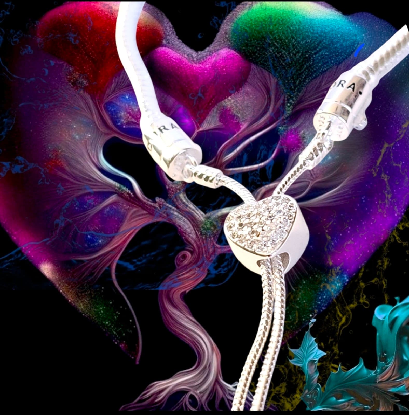 Pandora Silver Heart Adjustable Slider Bracelet US SELLER - Thumbnail 7