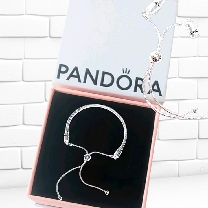Pandora Silver Adjustable Lg. Slider Bracelet Size 19-21 US SELLER - Thumbnail 8