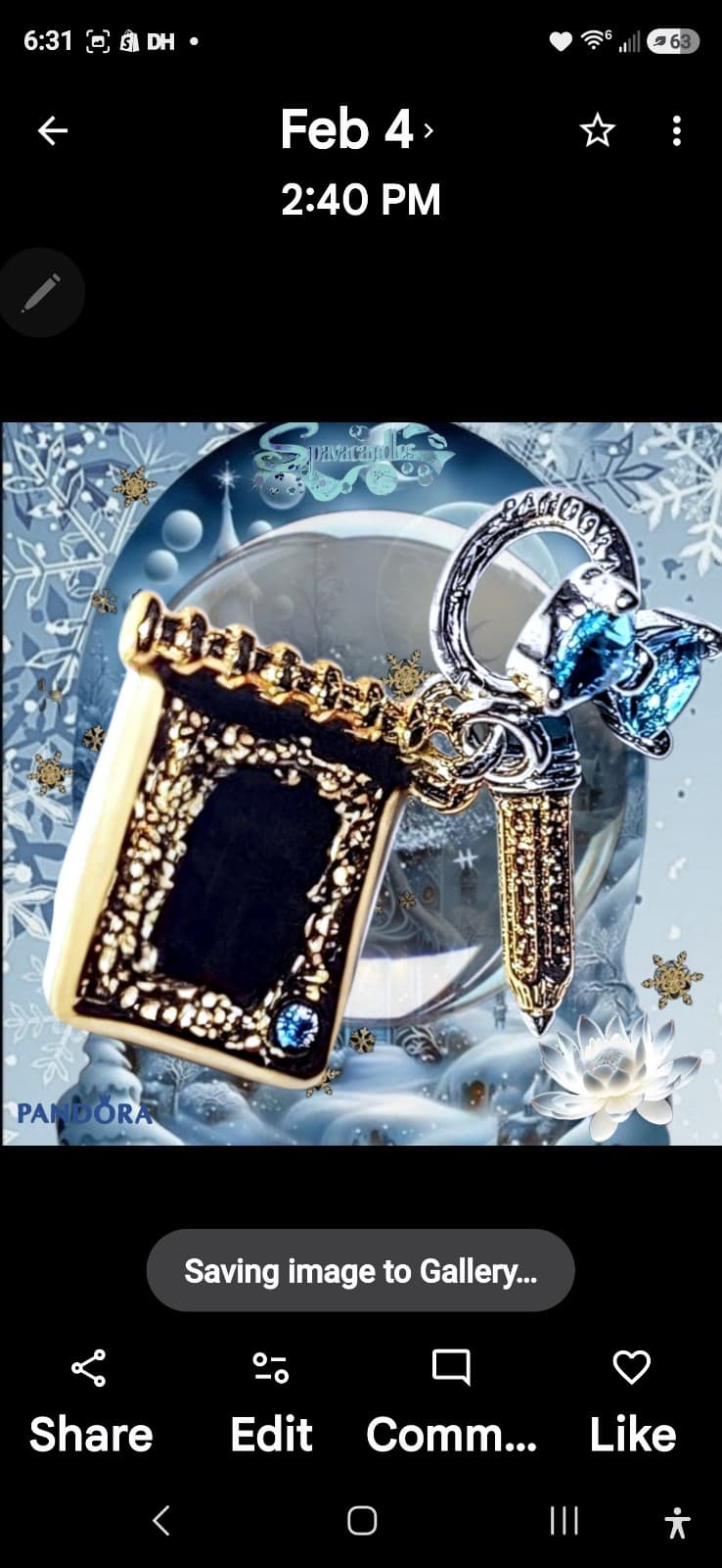 Pandora's Bridgerton collection Dance Card & Pencil Dangle Charm US SELLER - Thumbnail 3