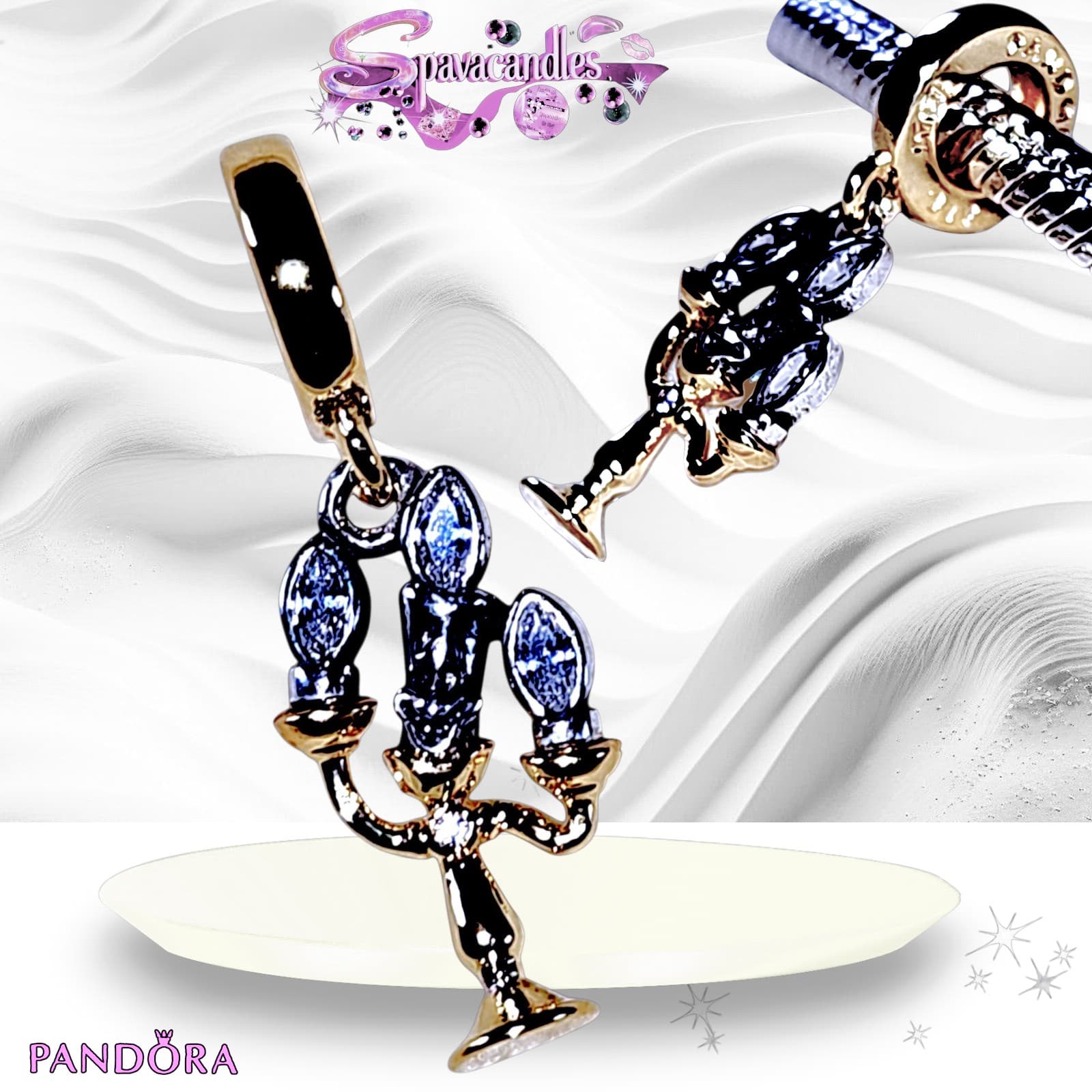 Pandora Disney Beauty and the Beast Lumiere Dangle Charm US SELLER - Thumbnail 2