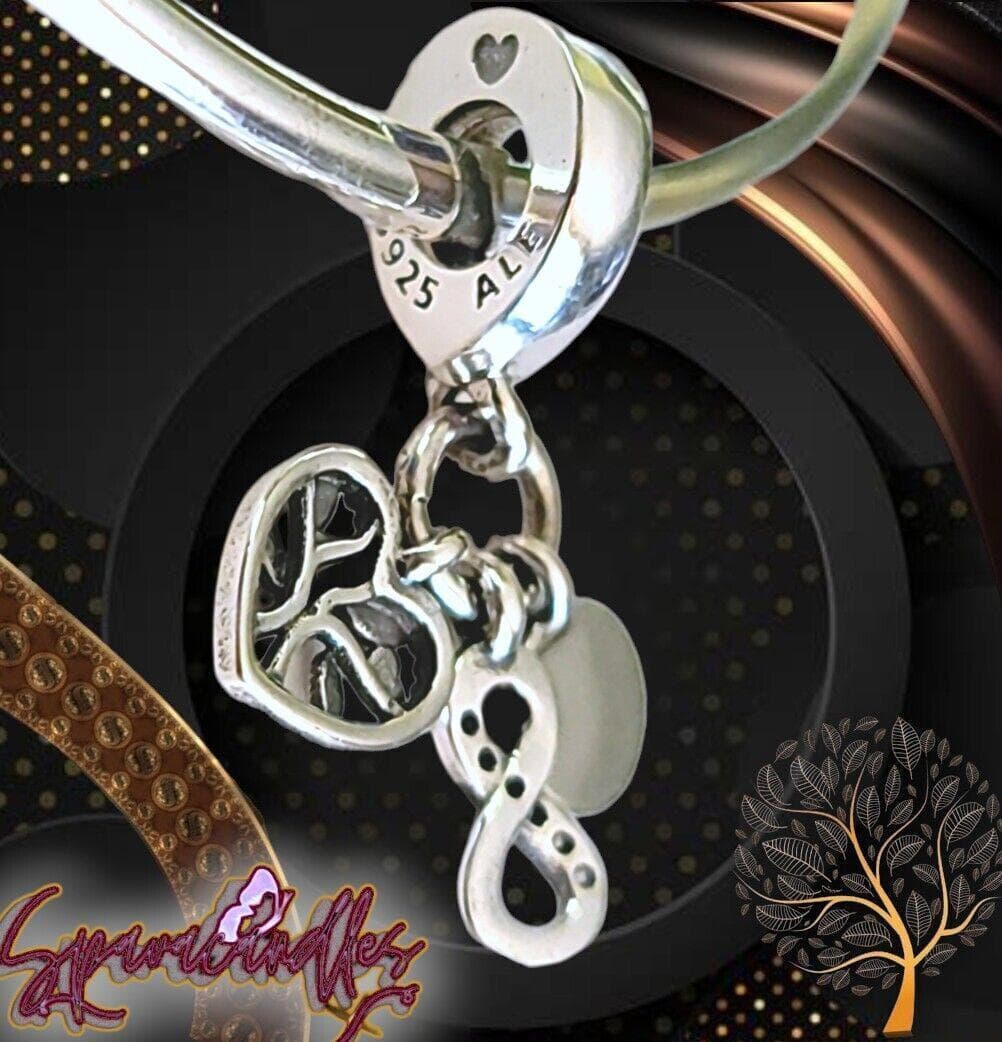 New Pandora 925 Family Infinity Triple Dangle Charm 792201C01 US seller - Thumbnail 2