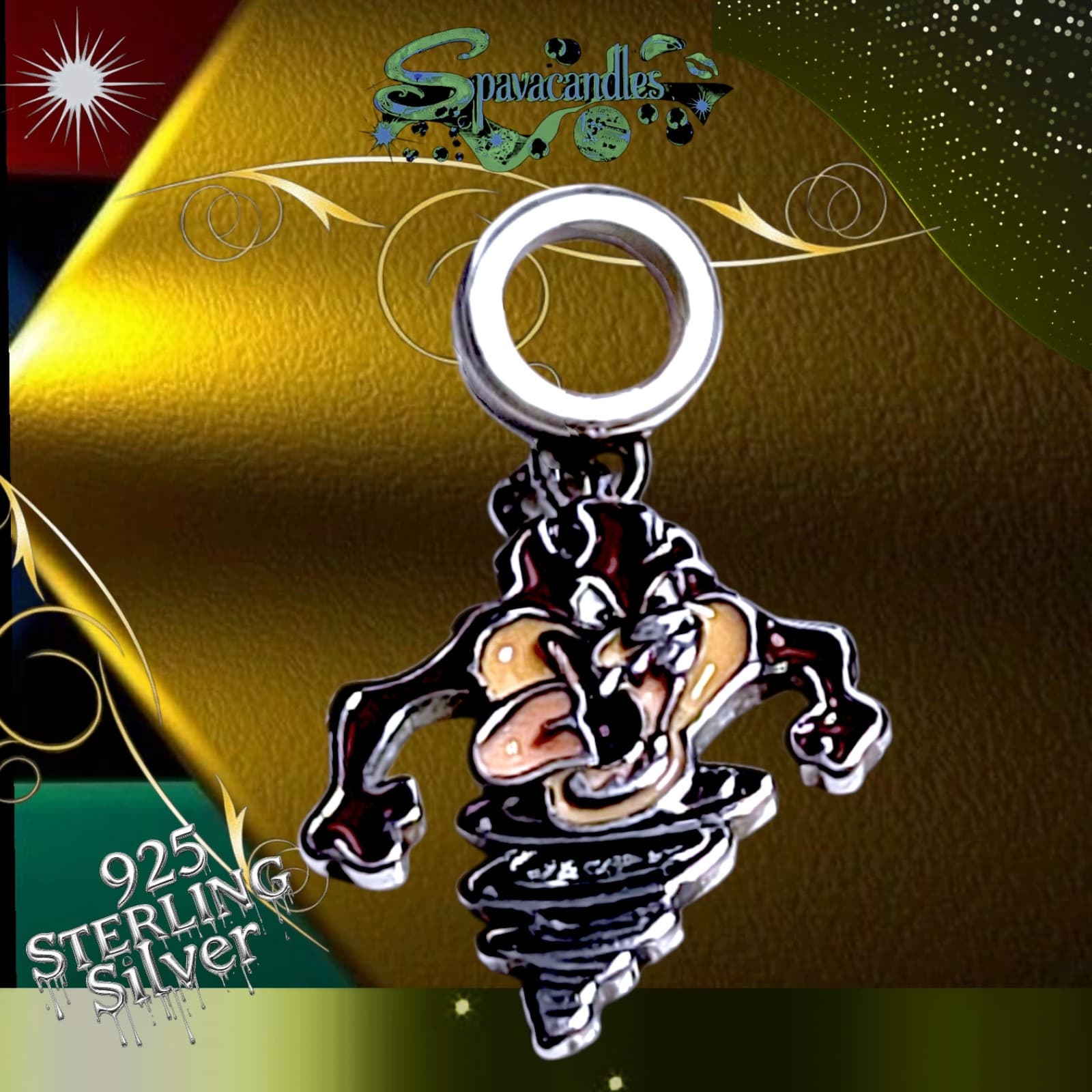 S925 Sterling Silver Looney Tuses Taz Tasmanian Devil Charm US SELLER - Thumbnail 2