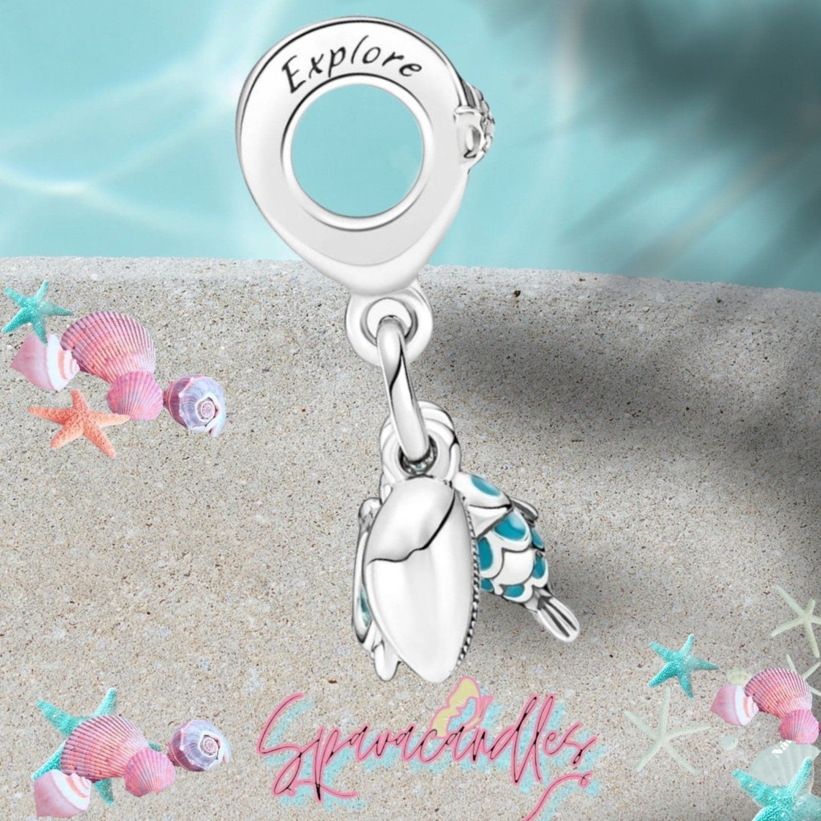 Pandora Fish, Sea Turtle & Conch Triple Dangle Charm - Thumbnail 3