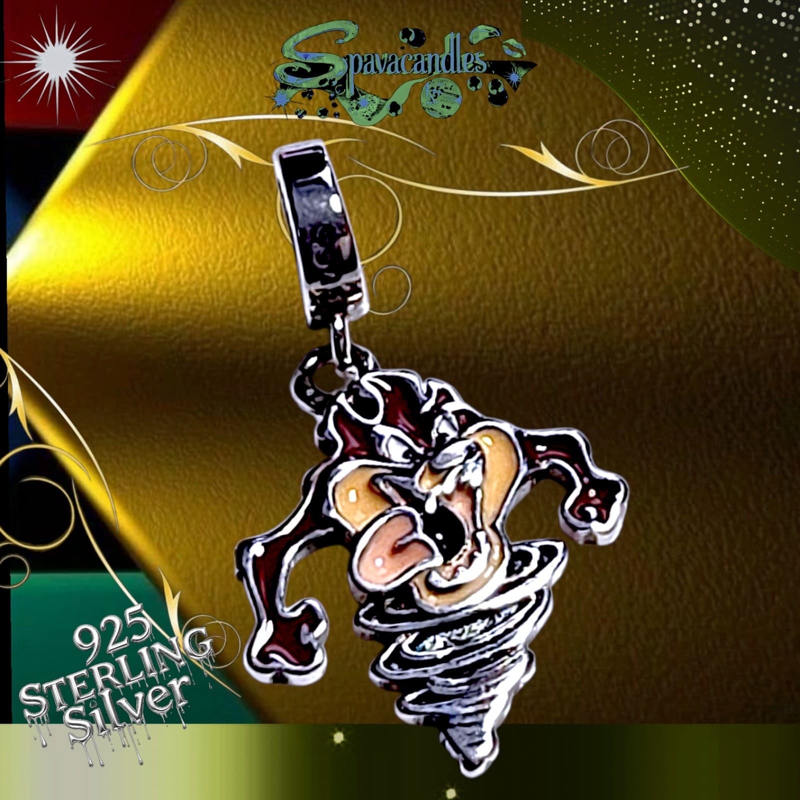 S925 Sterling Silver Looney Tuses Taz Tasmanian Devil Charm US SELLER - Thumbnail 5