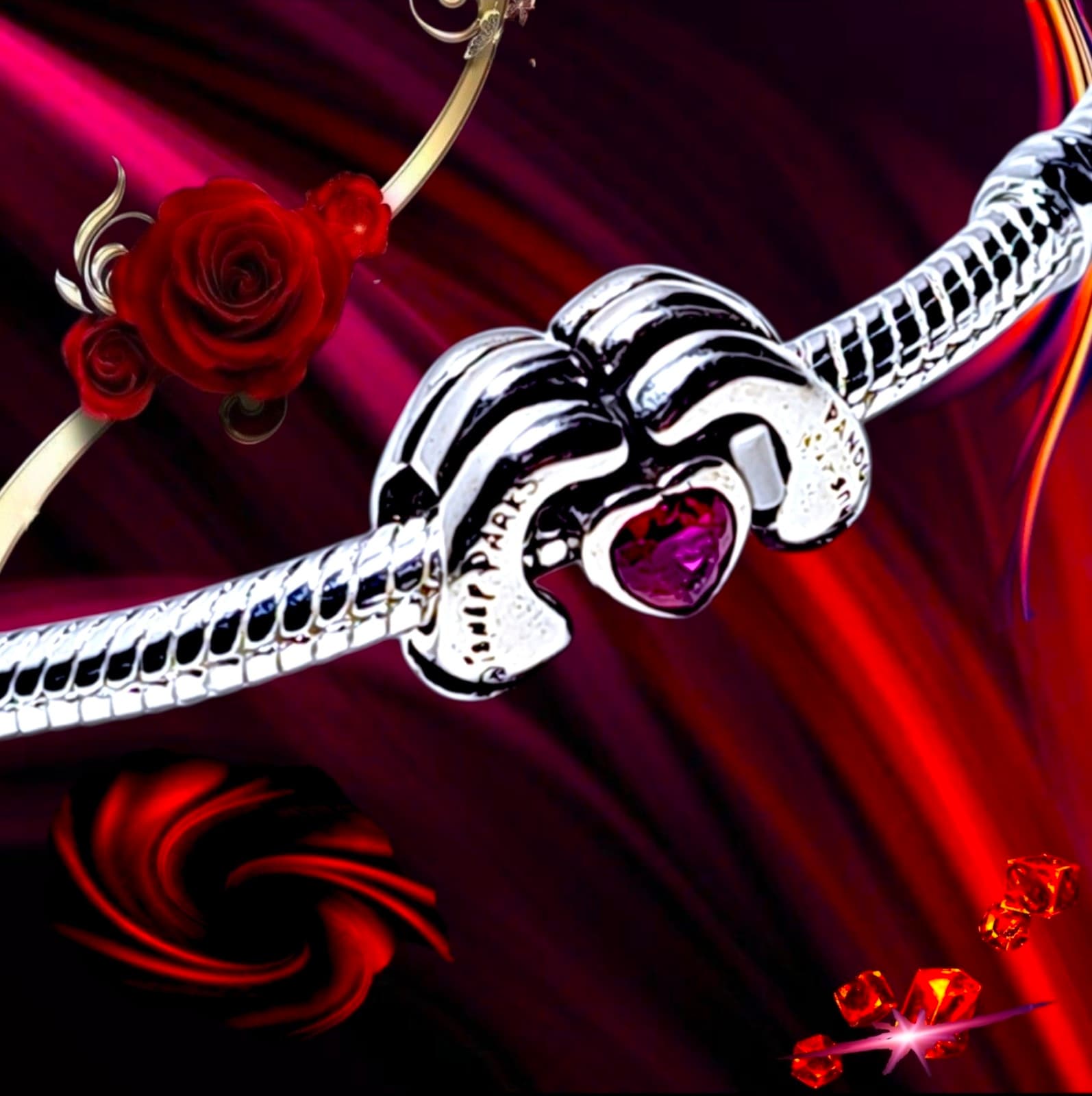 Pandora Disney Parks Mickey Heart Hands silver charm US SELLER - Thumbnail 8