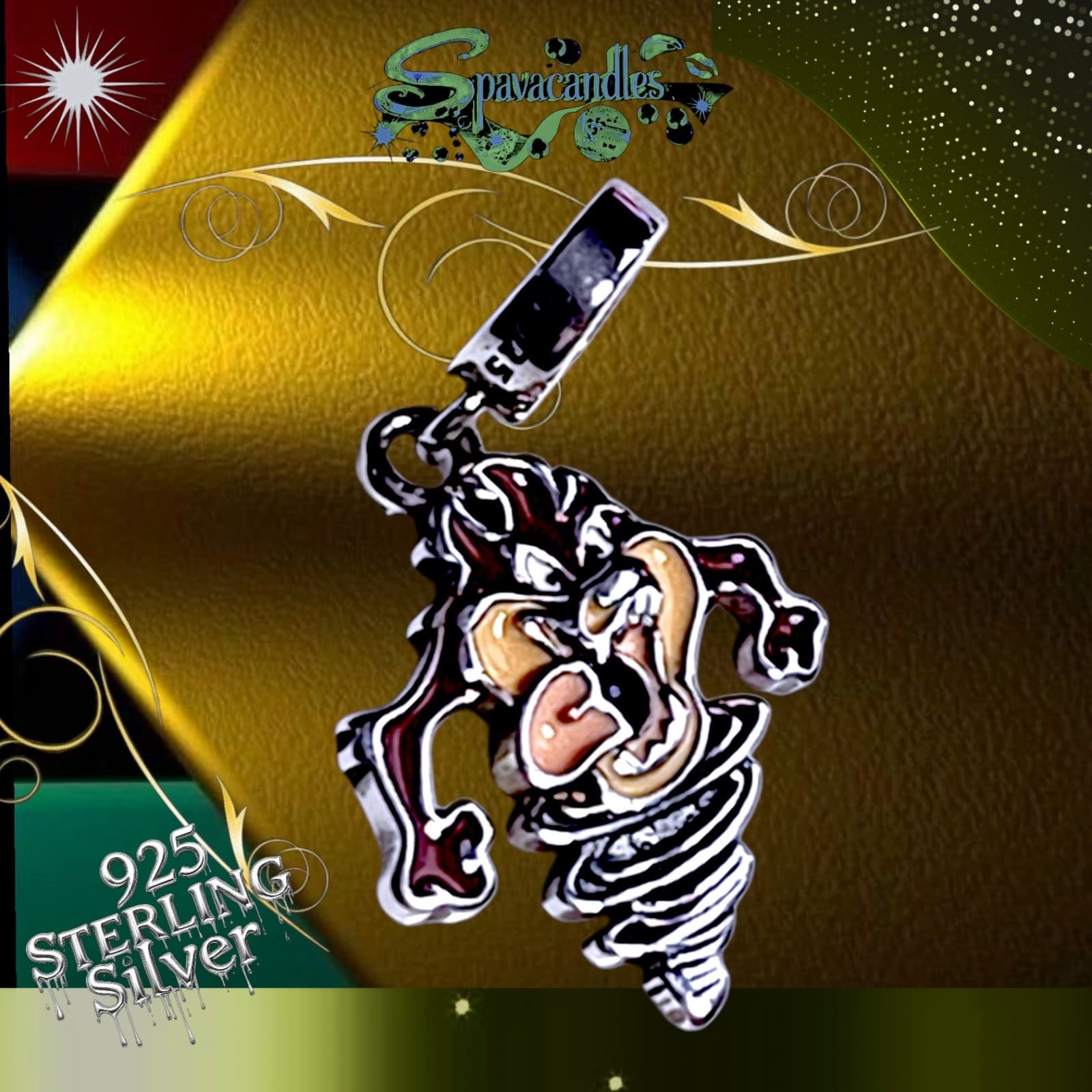 S925 Sterling Silver Looney Tuses Taz Tasmanian Devil Charm US SELLER - Thumbnail 4
