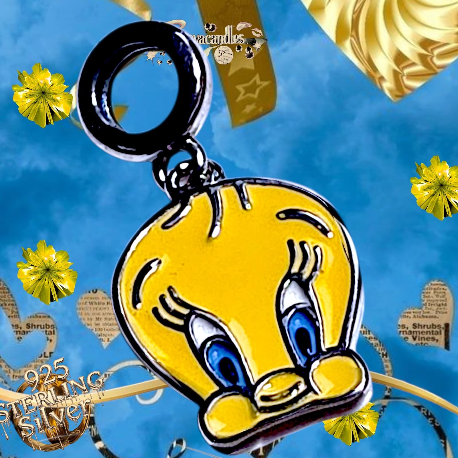 S925 Sterling Silver Tweety Bird Charm US SELLER - Thumbnail 2