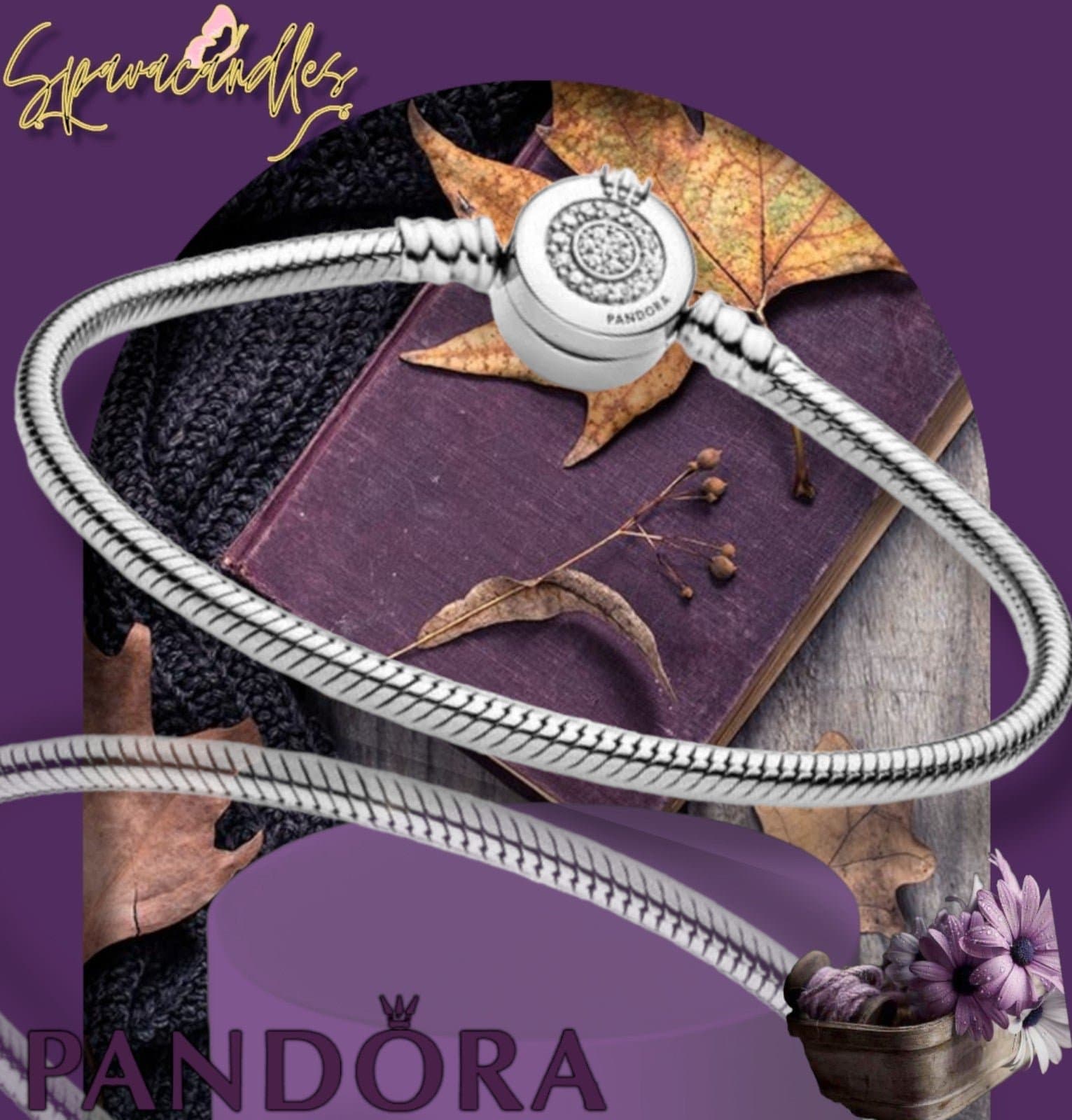 Pandora Sparkling Crown O Snake Chain Bracelet Size 19 US seller free fast ship - Thumbnail 4
