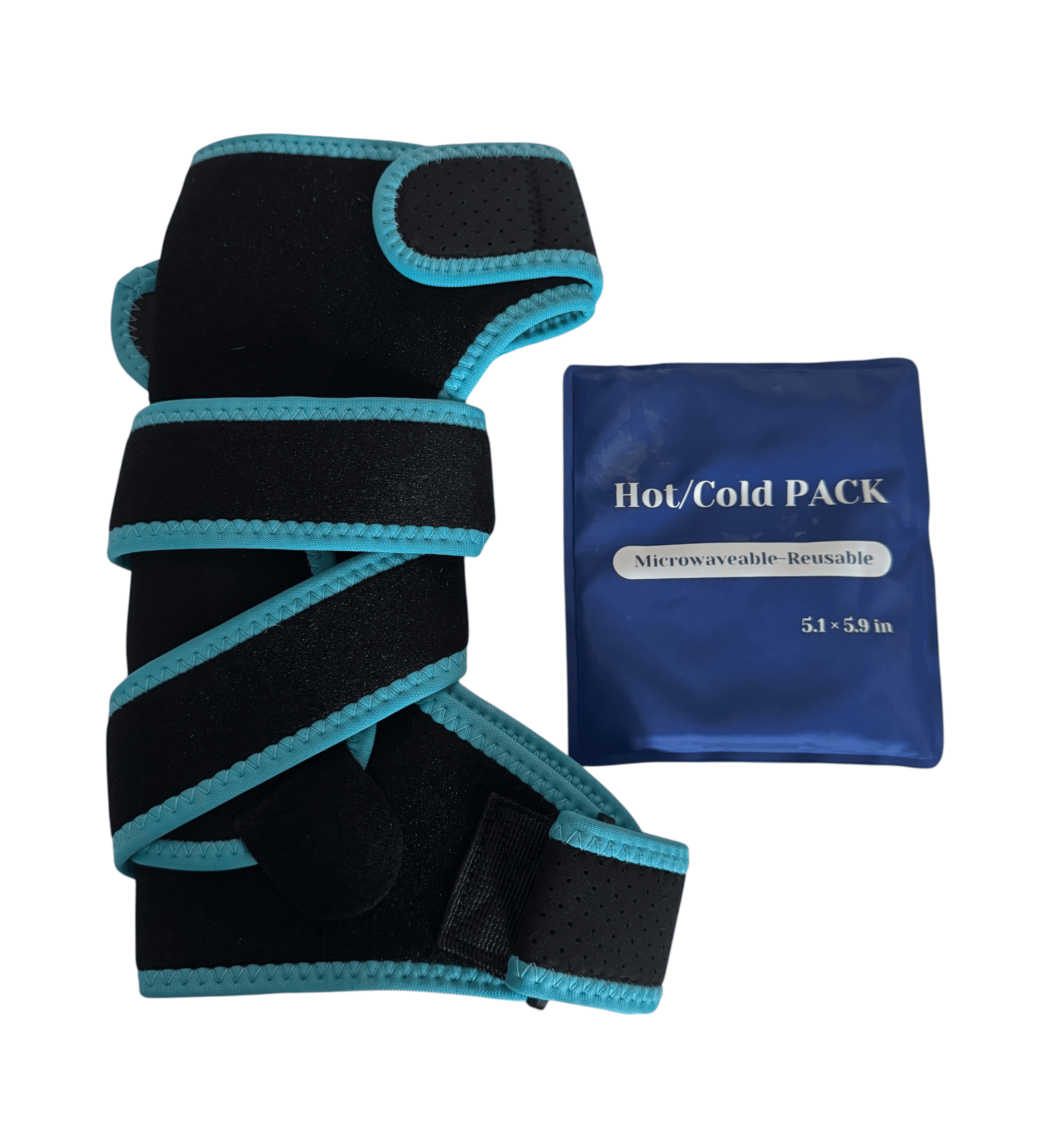 Premium Black & Blue Ankle Brace with Hot/Cold Pack – Adjustable Compression Support