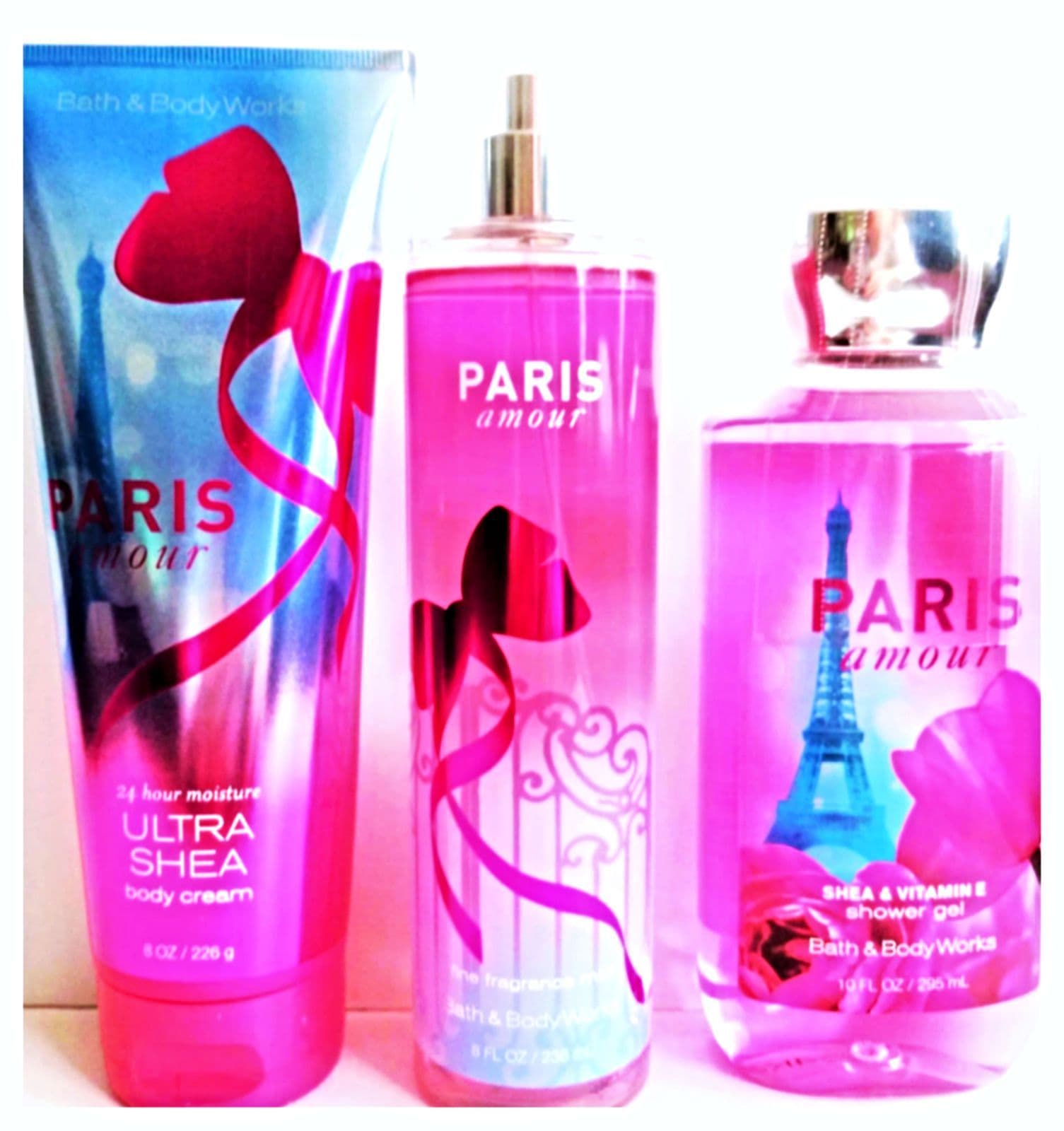 Bath & Body Works Paris Gift Set Body Mist, Triple Moist Cream & Bath Gel