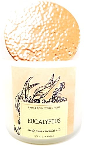 Bath & Body Works Eucalyptus 3 Wick Candle 14.5 oz Frosted Glass Essential Oil - Thumbnail 2