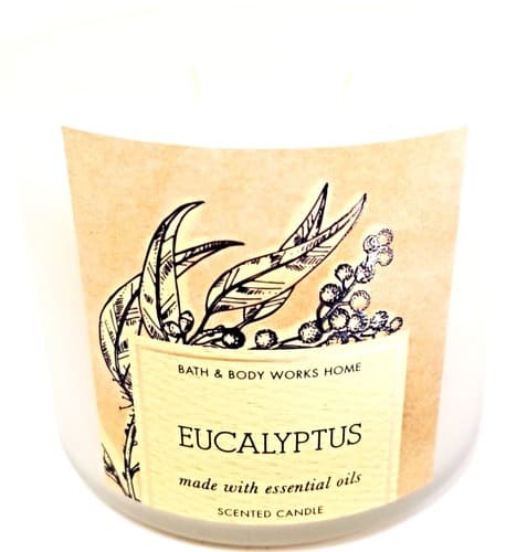 Bath & Body Works Eucalyptus 3 Wick Candle 14.5 oz Frosted Glass Essential Oil - Thumbnail 3