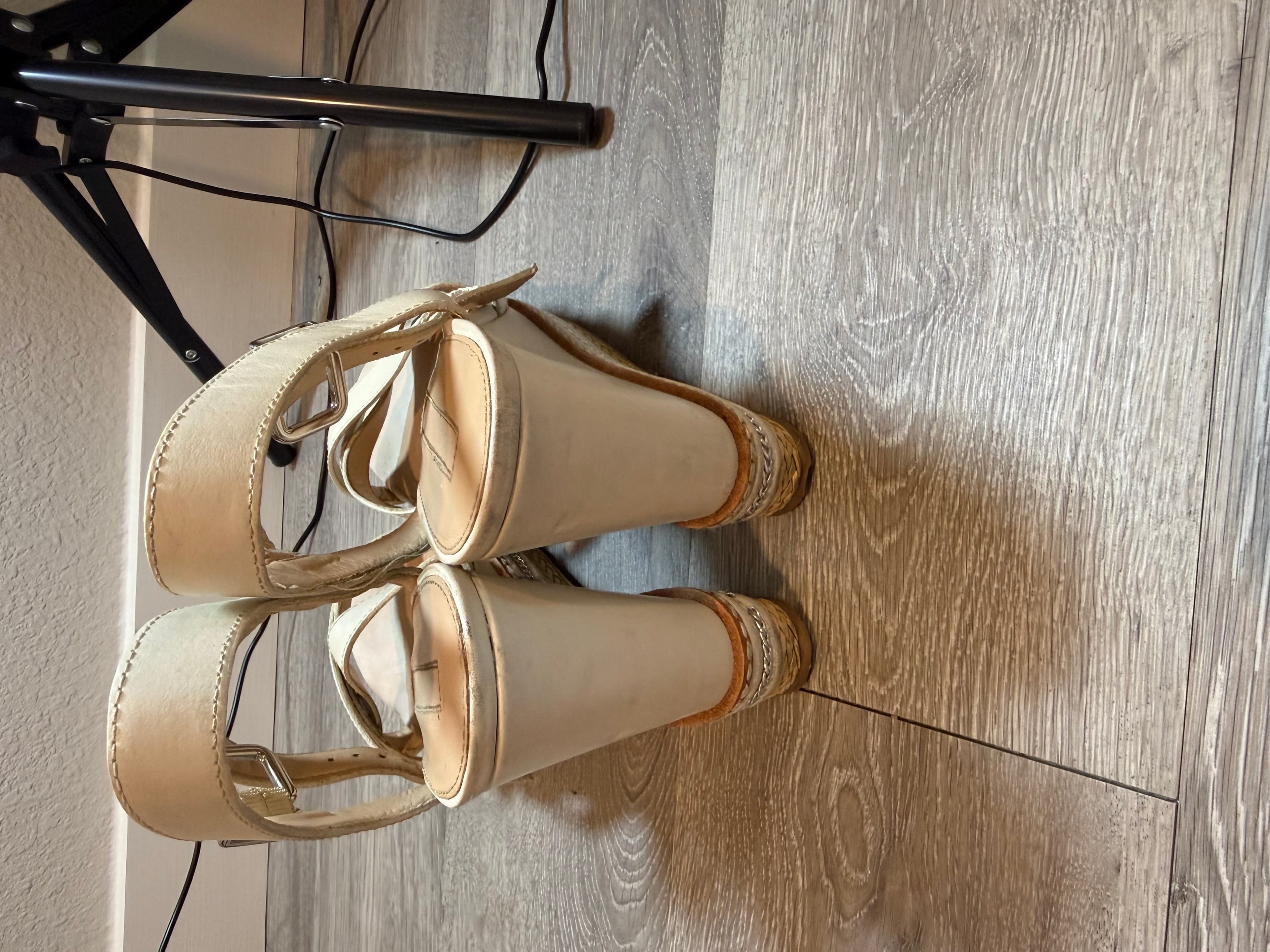 Antonio Milani Beige Strappy Wedge Sandals with Buckle Detail - Thumbnail 2