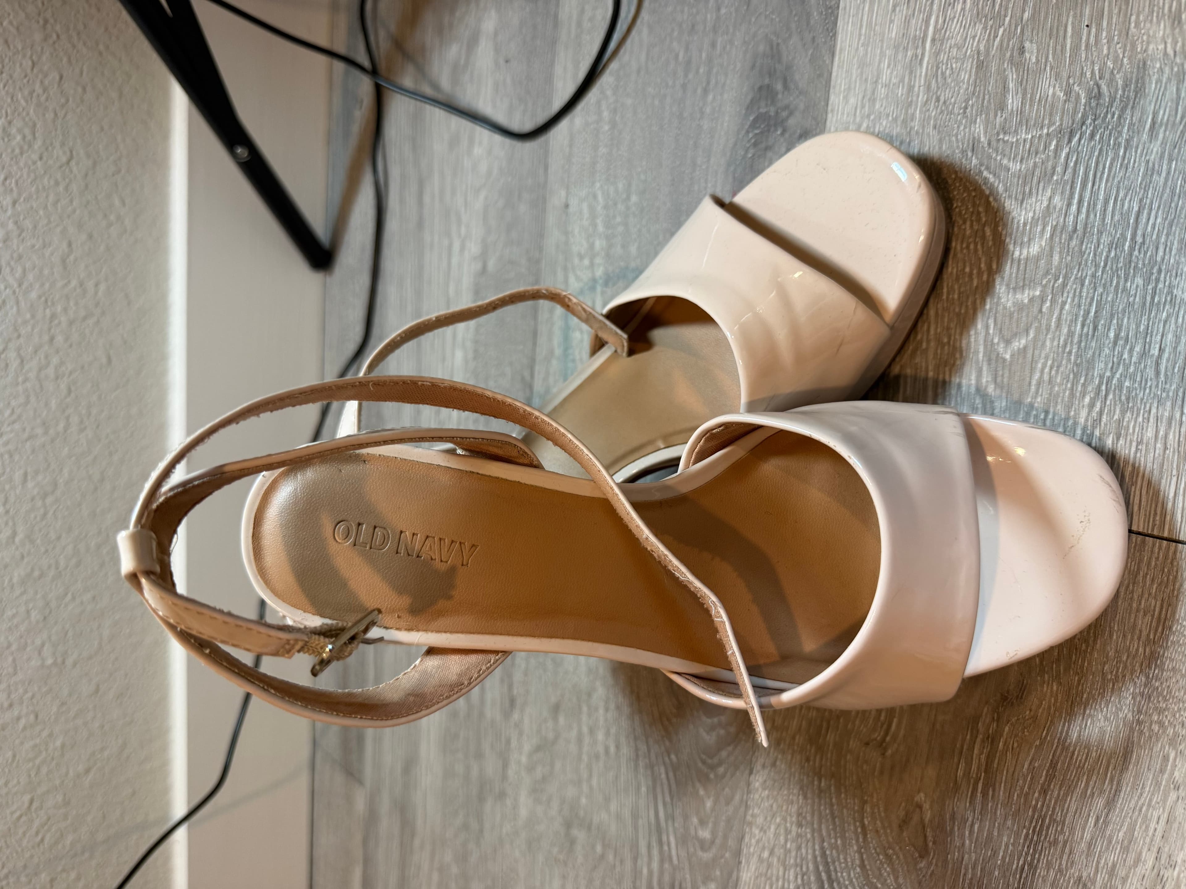 Old Navy Nude Block Heel Sandals with Ankle Strap - Thumbnail 3